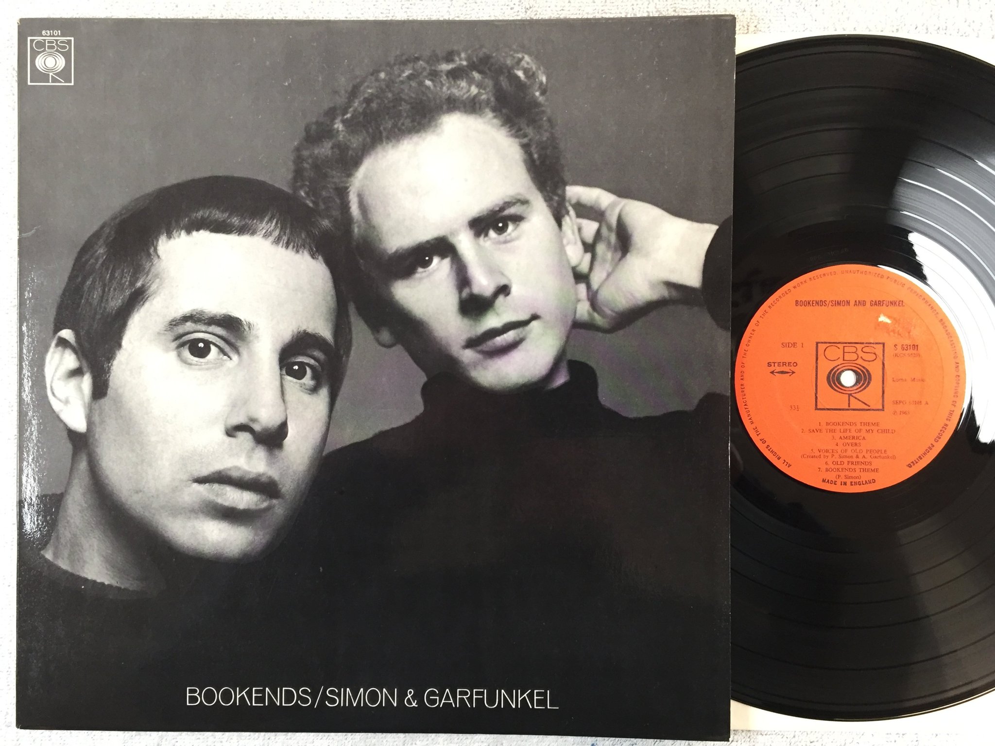 Omslagsbild för skivan SIMON & GARFUNKEL bookends LP UK CBS S 63101