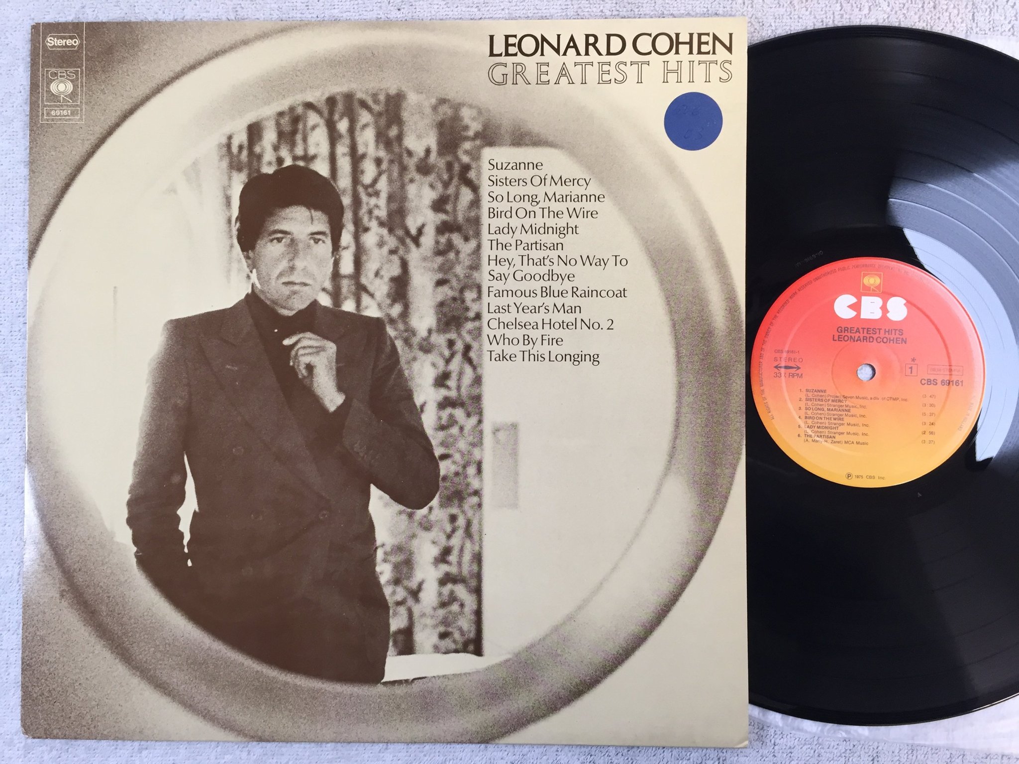Omslagsbild för skivan LEONARD COHEN greatest hits LP -75 Hol CBS 69161