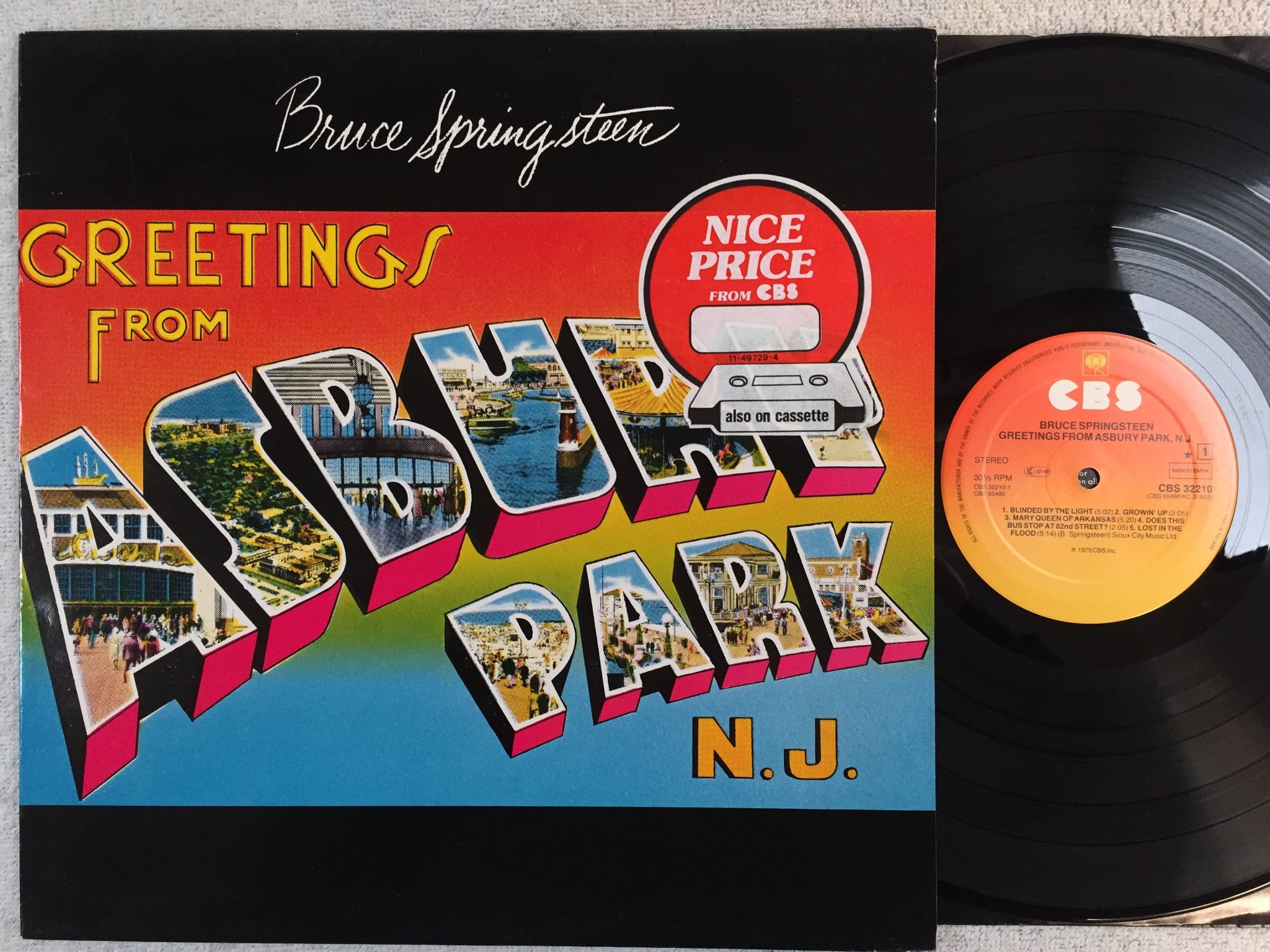 Omslagsbild för skivan BRUCE SPRINGSTEEN greetings from Asbury Park N.J. LP -75 Hol CBS 32210