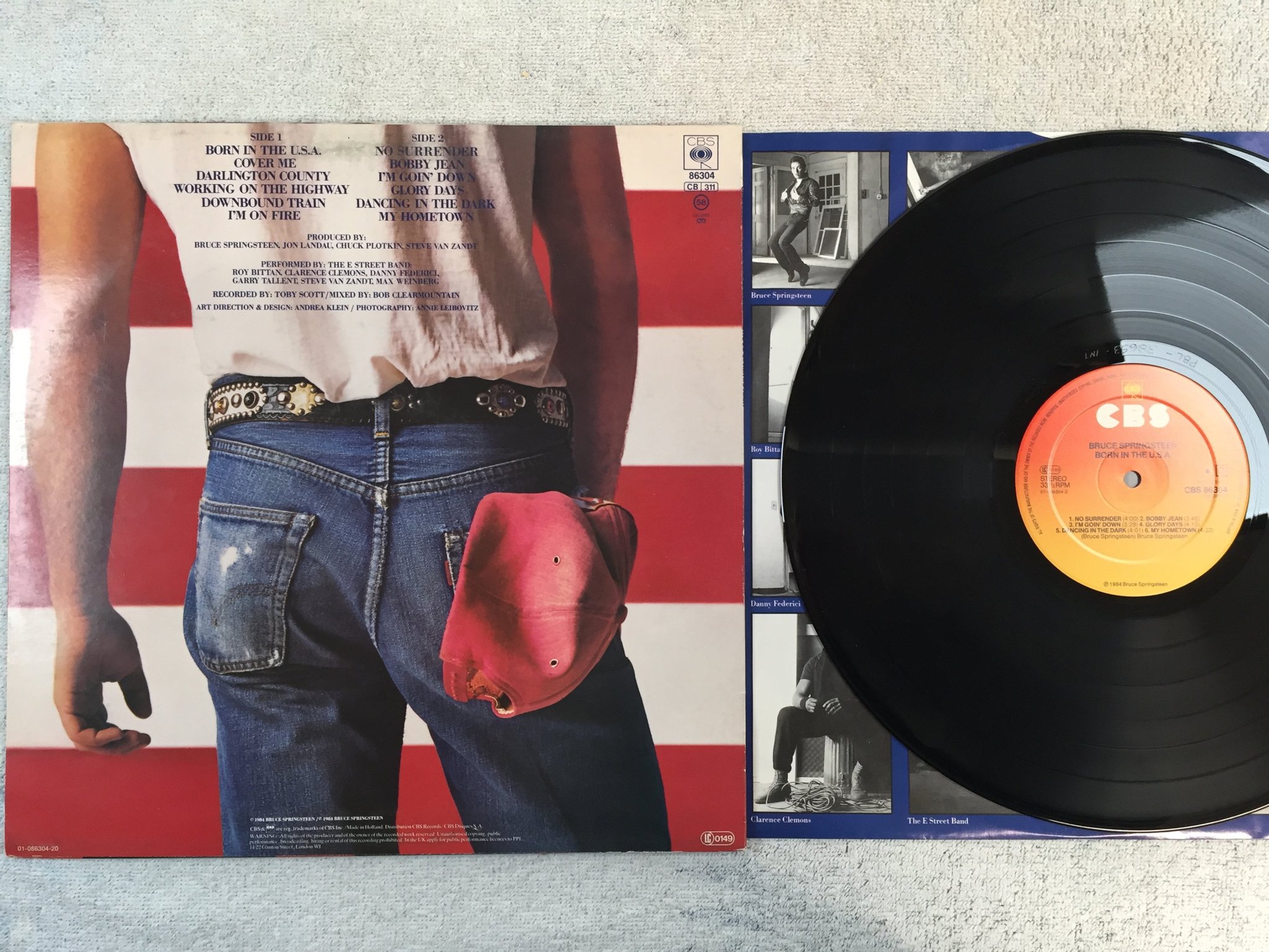 Omslagsbild för skivan BRUCE SPRINGSTEEN born in the U.S.A. LP -84 Hol CBS 86304