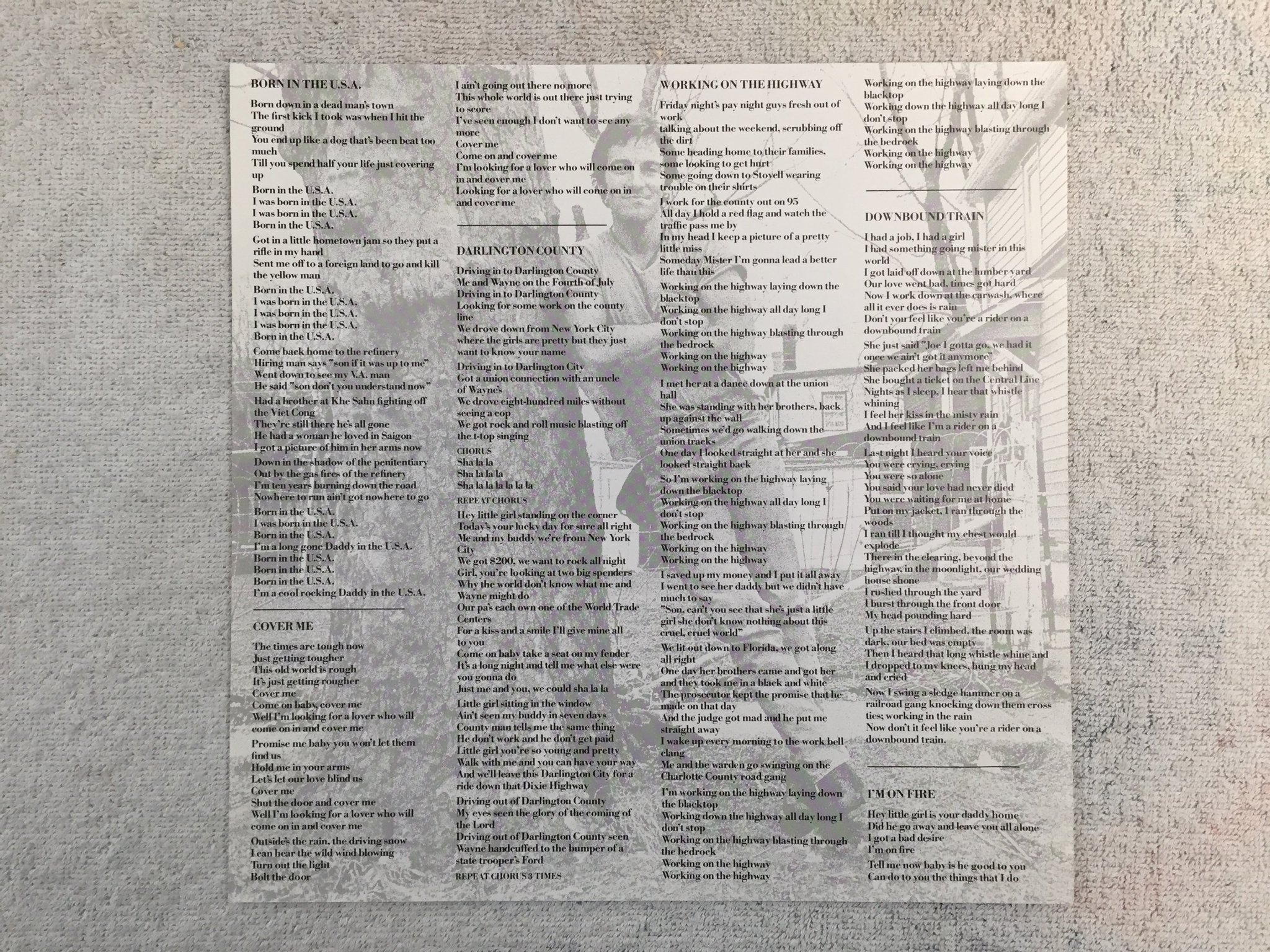 Omslagsbild för skivan BRUCE SPRINGSTEEN born in the U.S.A. LP -84 Hol CBS 86304