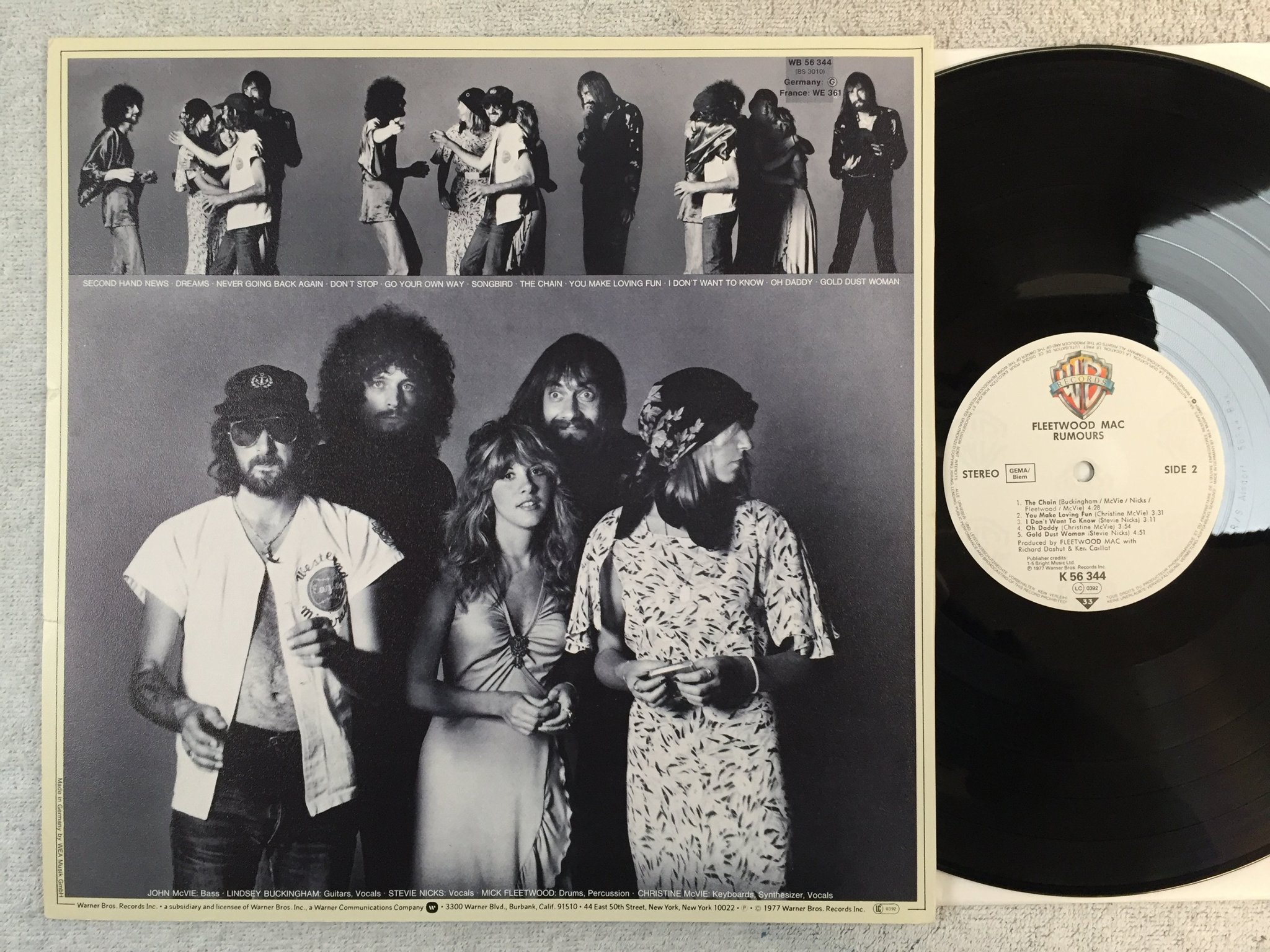 Omslagsbild för skivan FLEETWOOD MAC rumours LP -77 Ger WARNER BROS K 56344