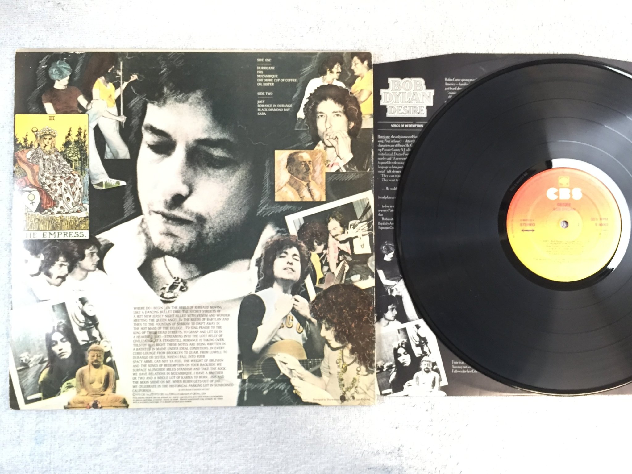 Omslagsbild för skivan BOB DYLAN desire LP -75 UK CBS S 86003 "one more cup of coffee"