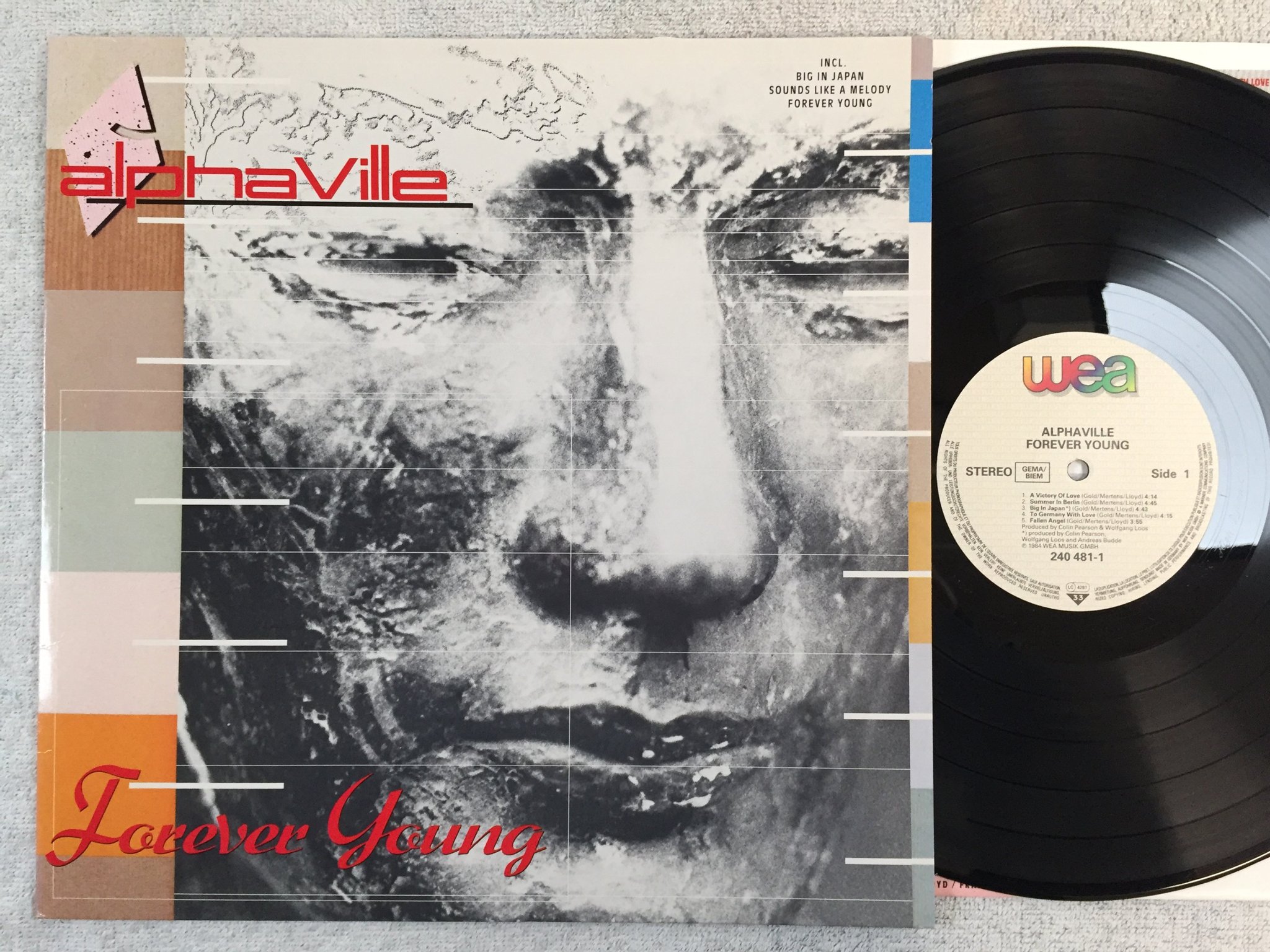 Omslagsbild för skivan ALPHAVILLE forever young LP -84 Ger WEA 240481-1