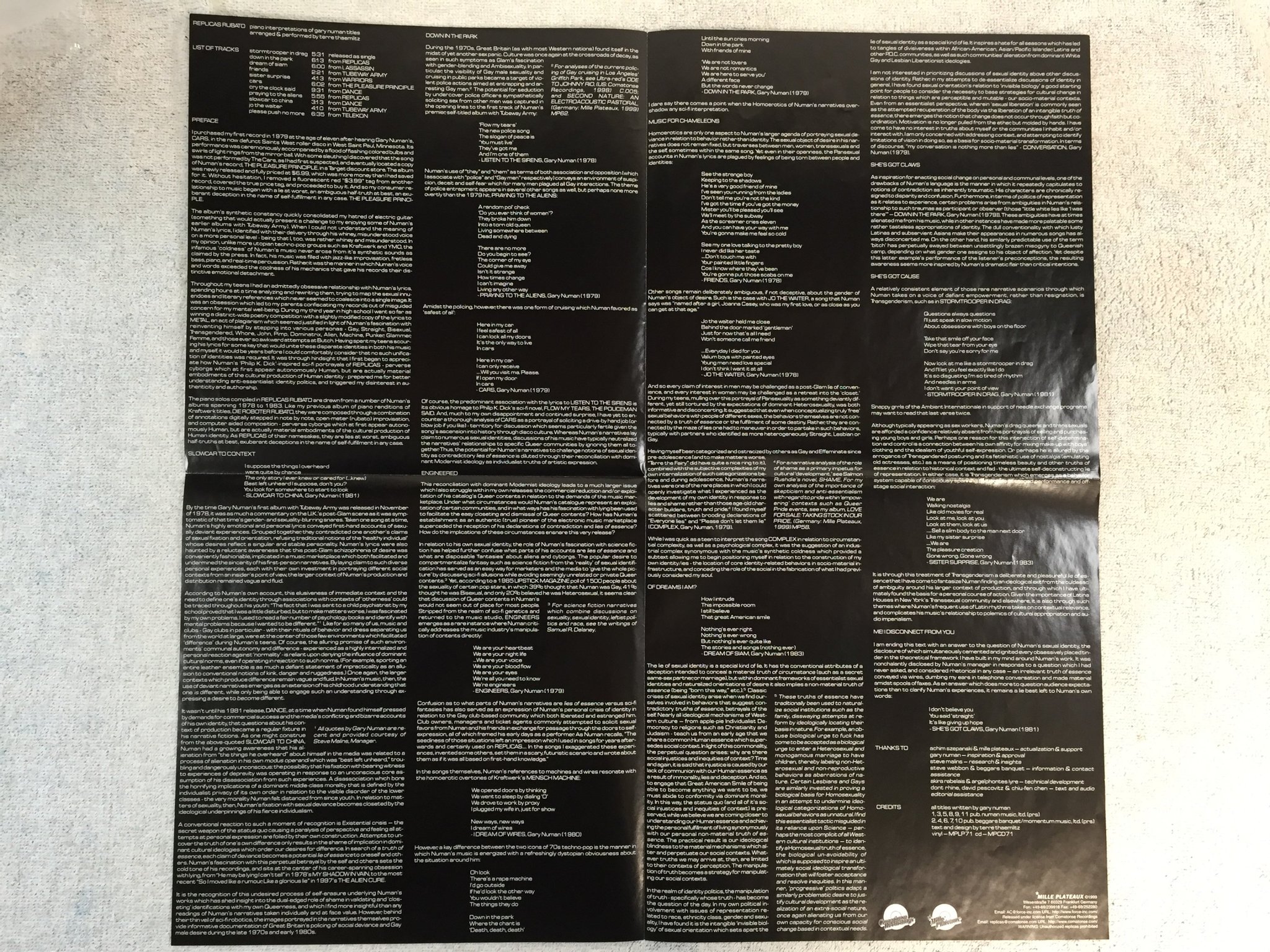 Omslagsbild för skivan TERRE THAEMILTZ Replicas Rubato LP -99 Ger MILLE PLATEAUX MP 071