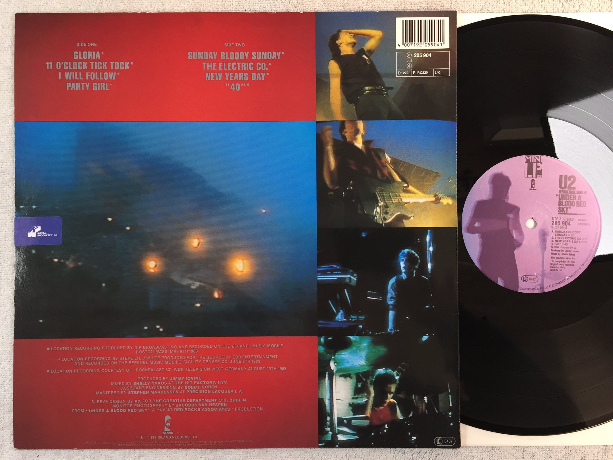 Omslagsbild för skivan U2 under blood red sky LP -83 Hol ISLAND 205904