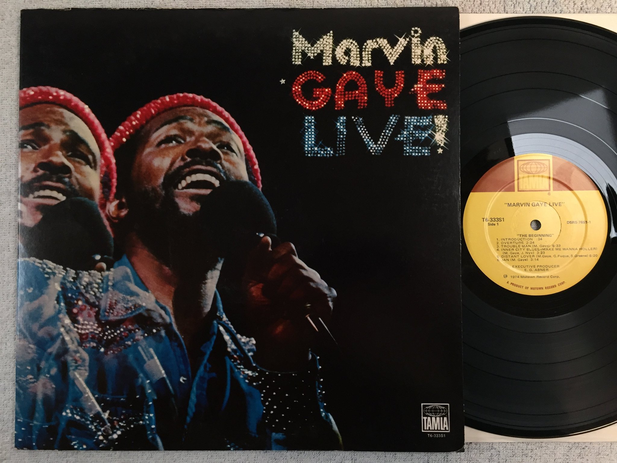 Omslagsbild för skivan MARVIN GAYE live LP -74 US TAMLA T6-333S1