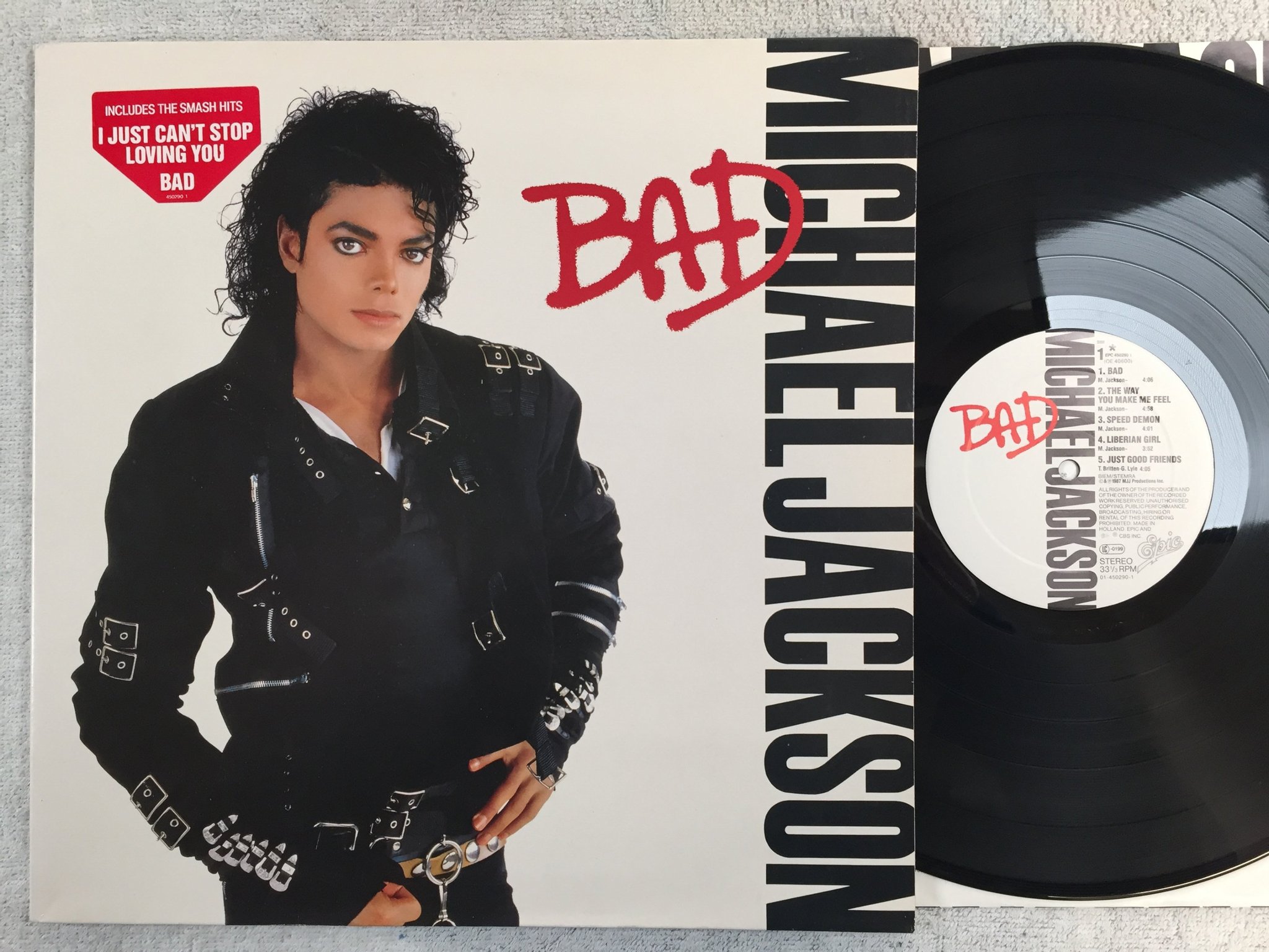 Omslagsbild för skivan MICHAEL JACKSON bad LP -87 Hol EPIC EPC 4502901