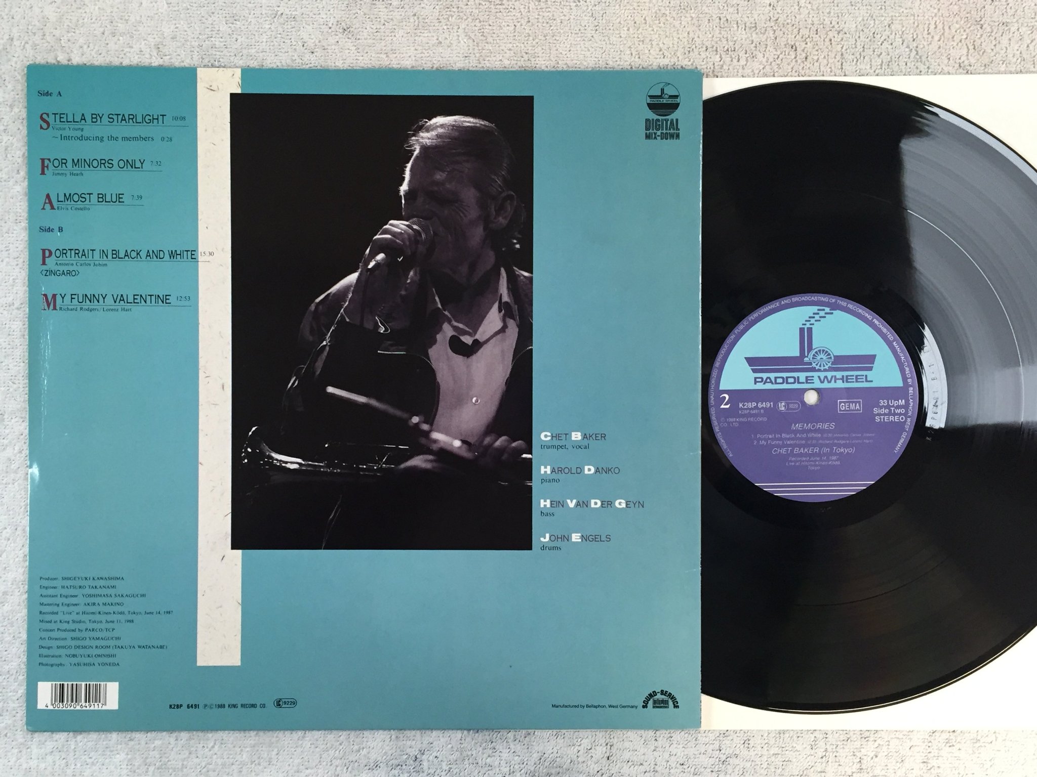 Omslagsbild för skivan CHET BAKER memories LP -88 Ger PADDLE WHEEL k28p 6491 MEGA RARE ! ! ! !