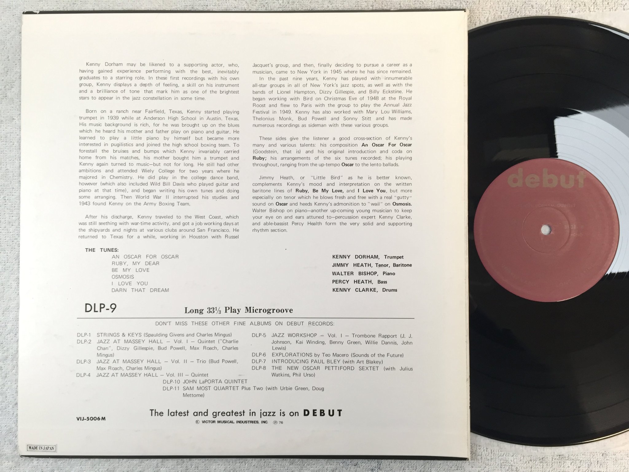 Omslagsbild för skivan KENNY DORHAM QUINTET s/t LP re -76 Japan DEBUT VIJ-5006M 
