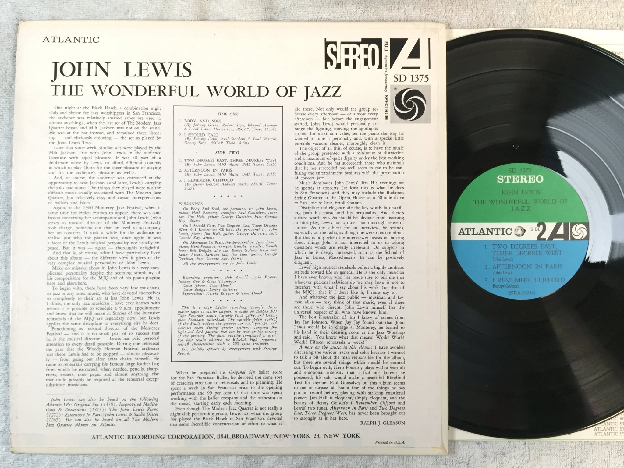 Omslagsbild för skivan JOHN LEWIS the wonderful world of jazz LP US ATLANTIC SD 1375