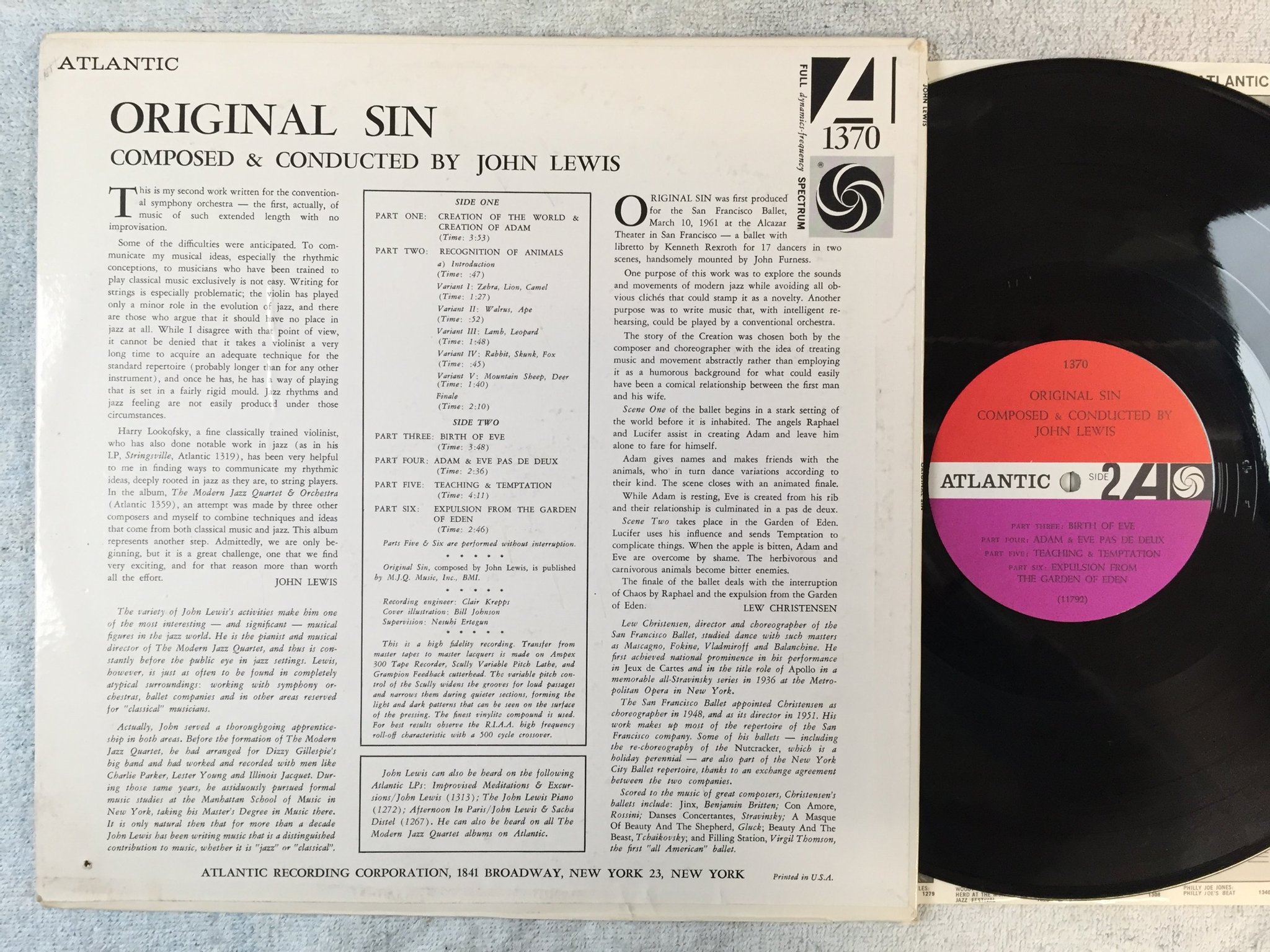 Omslagsbild för skivan JOHN LEWIS original sin LP US ATLANTIC 1370