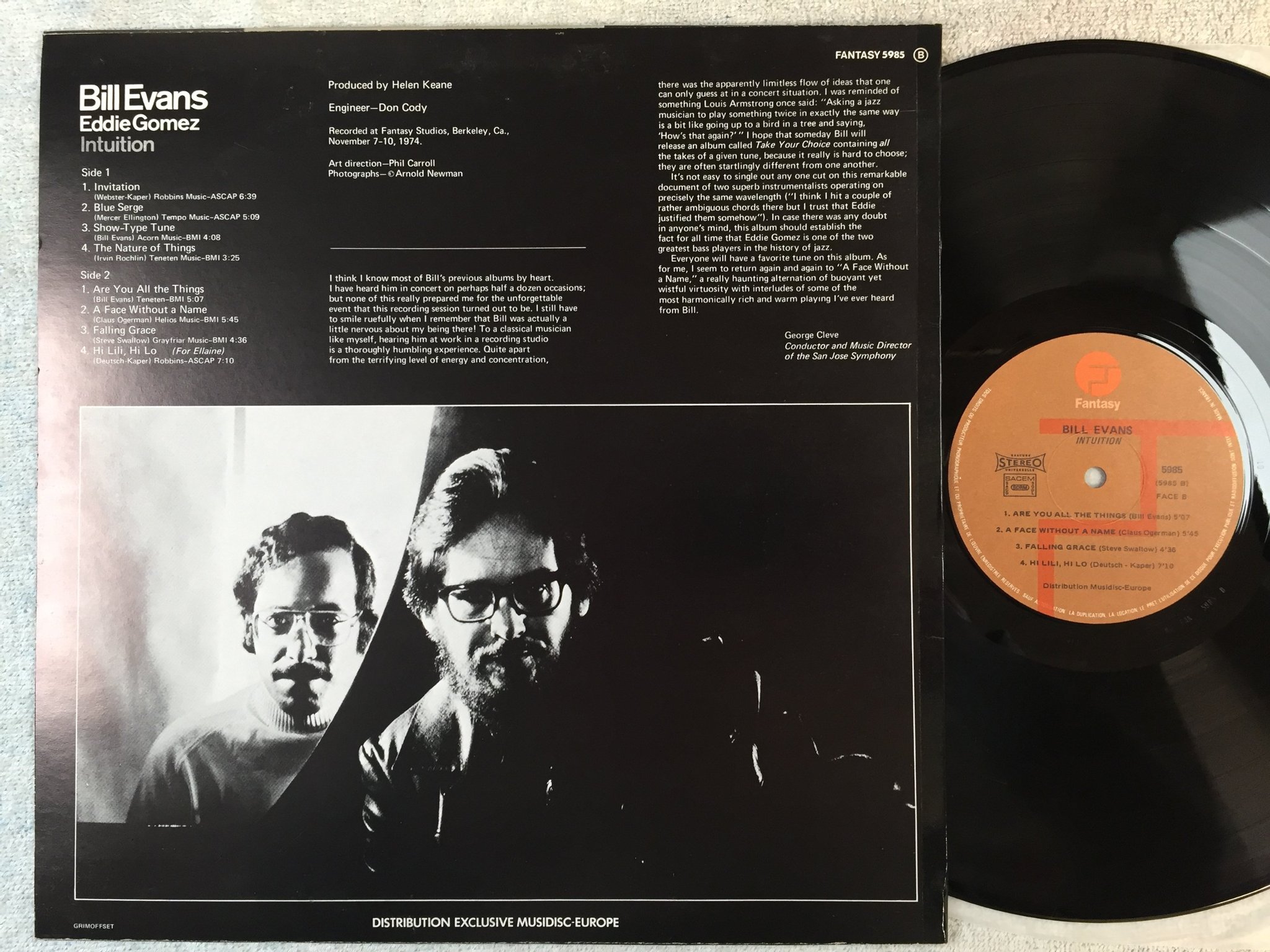 Omslagsbild för skivan BILL EVANS intuition LP -74 Fra FANTASY 5985