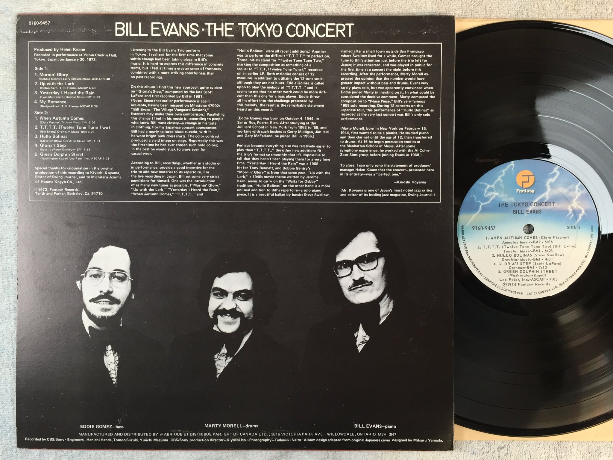 Omslagsbild för skivan BILL EVANS the Tokyo concert LP -74 Can FANTASY 9160-9457