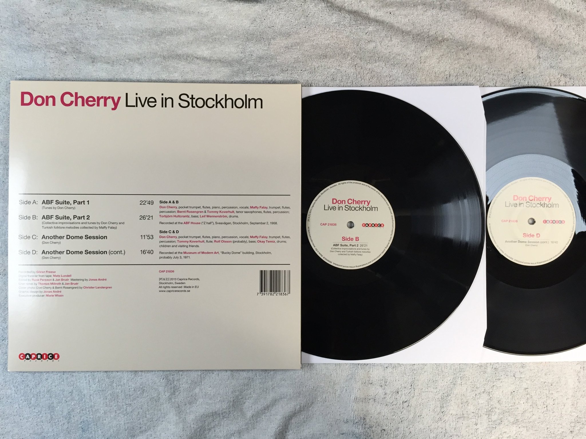 Omslagsbild för skivan DON CHERRY Live In Stockholm 2xLP 2013 Swe CAPRICE CAP 21836