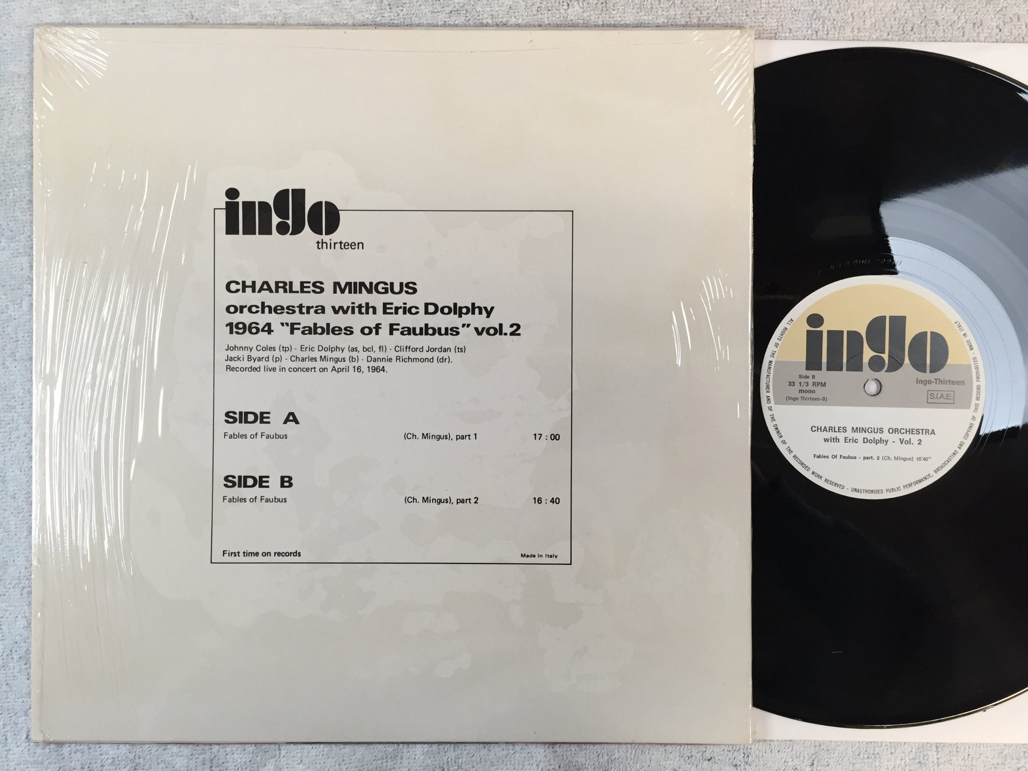 Omslagsbild för skivan CHARLES MINGUS ORCHESTRA w/ Eric Dolphy vol 2 LP Ita INGO ingo-thirteen