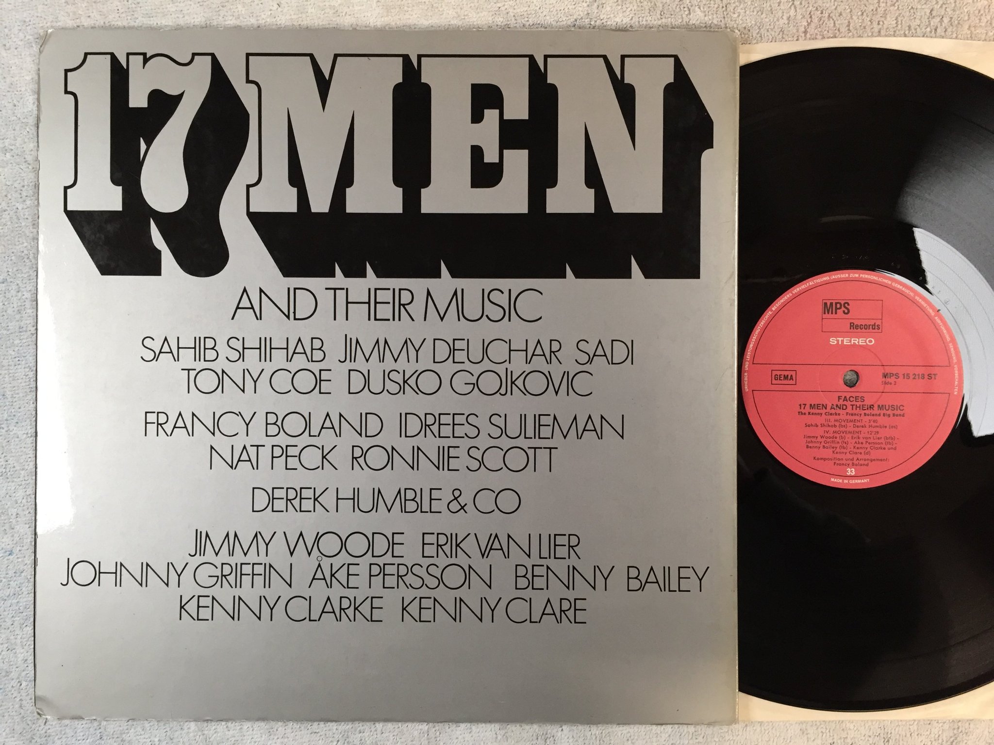 Omslagsbild för skivan THE KENNY CLARKE - FRANCY BOLAND BIG BAND faces LP Ger MPS 15218 ST