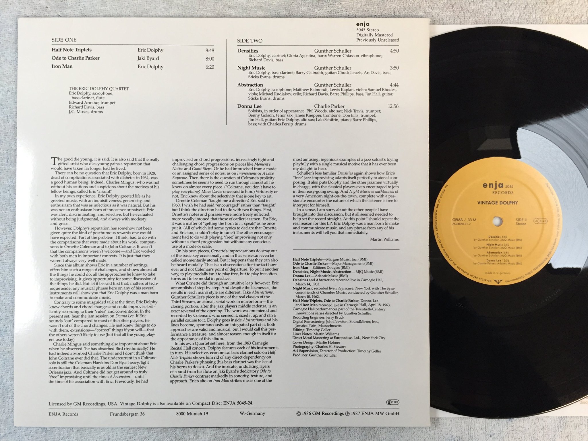 Omslagsbild för skivan ERIC DOLPHY vintage Dolphy LP -86 Ger ENJA 5045