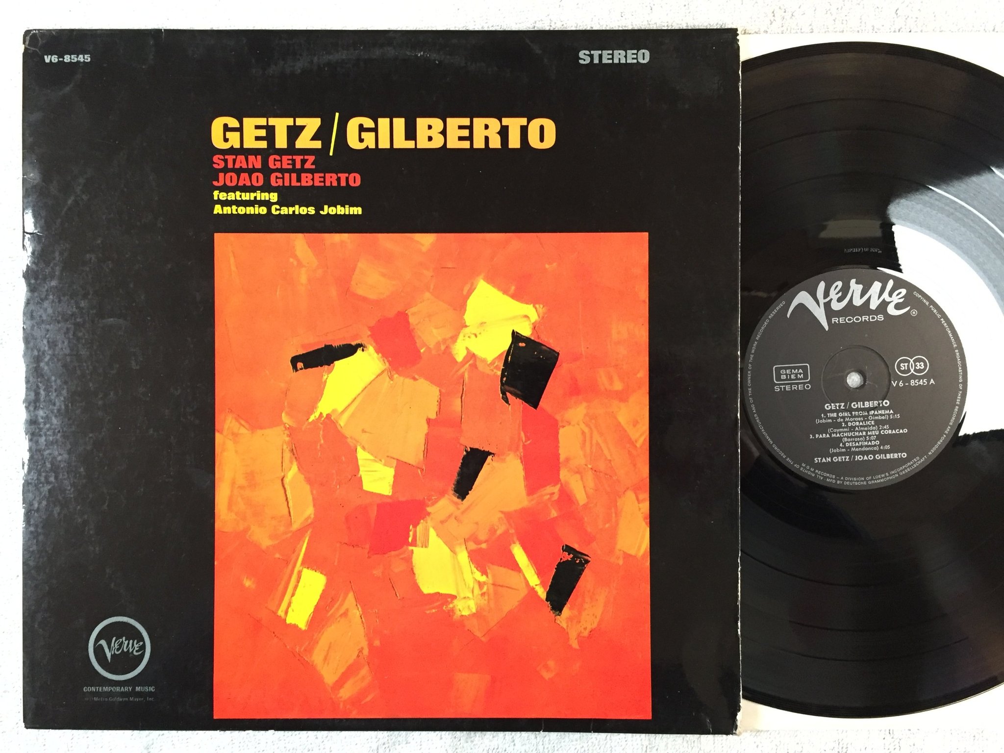 Omslagsbild för skivan STAN GETZ / JOAO GILBERTO LP -64 Ger VERVE V6-8545