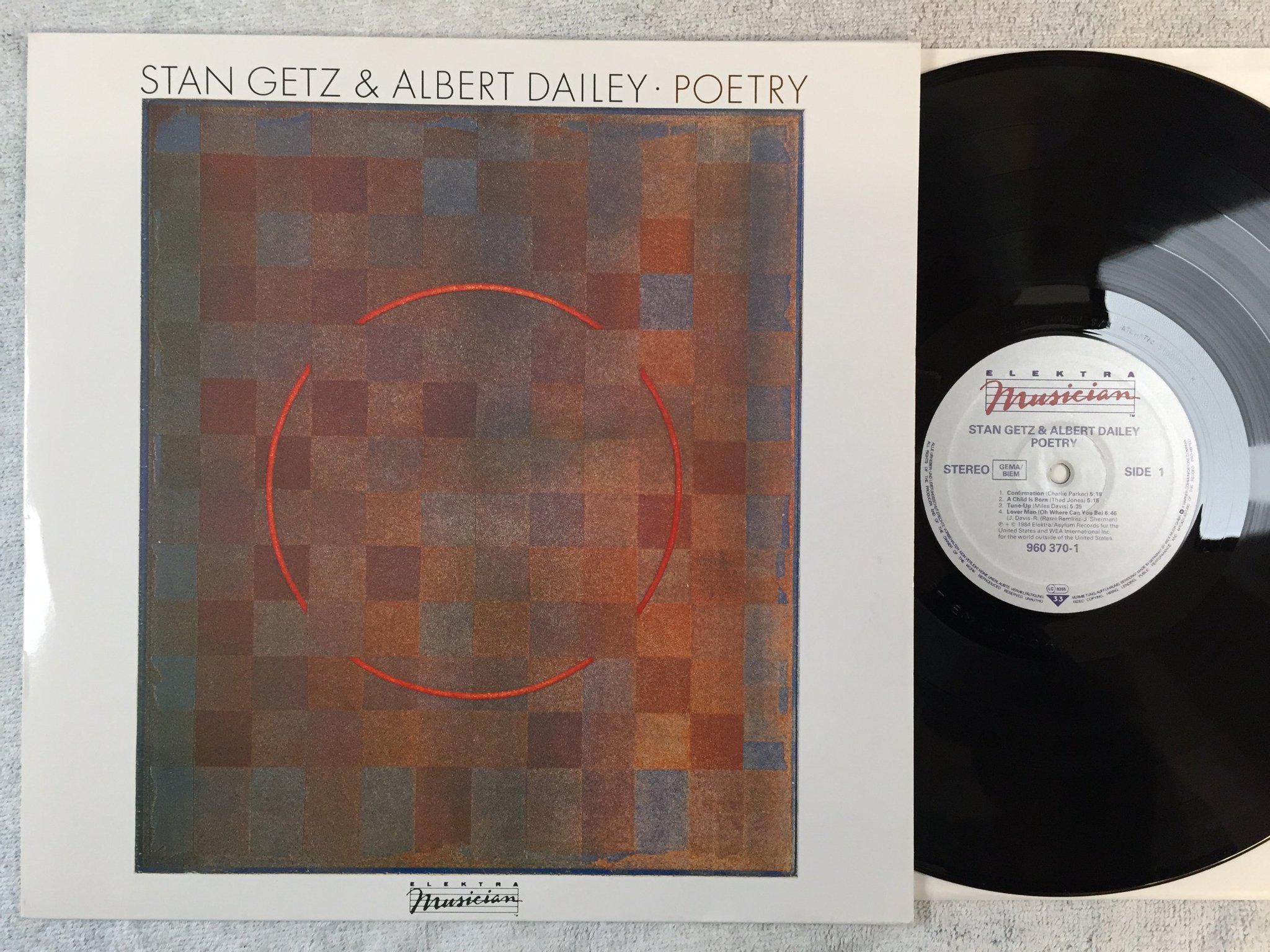 Omslagsbild för skivan STAN GETZ & ALBERT DAILEY poetry LP -84 Ger ELEKTRA 960370-1