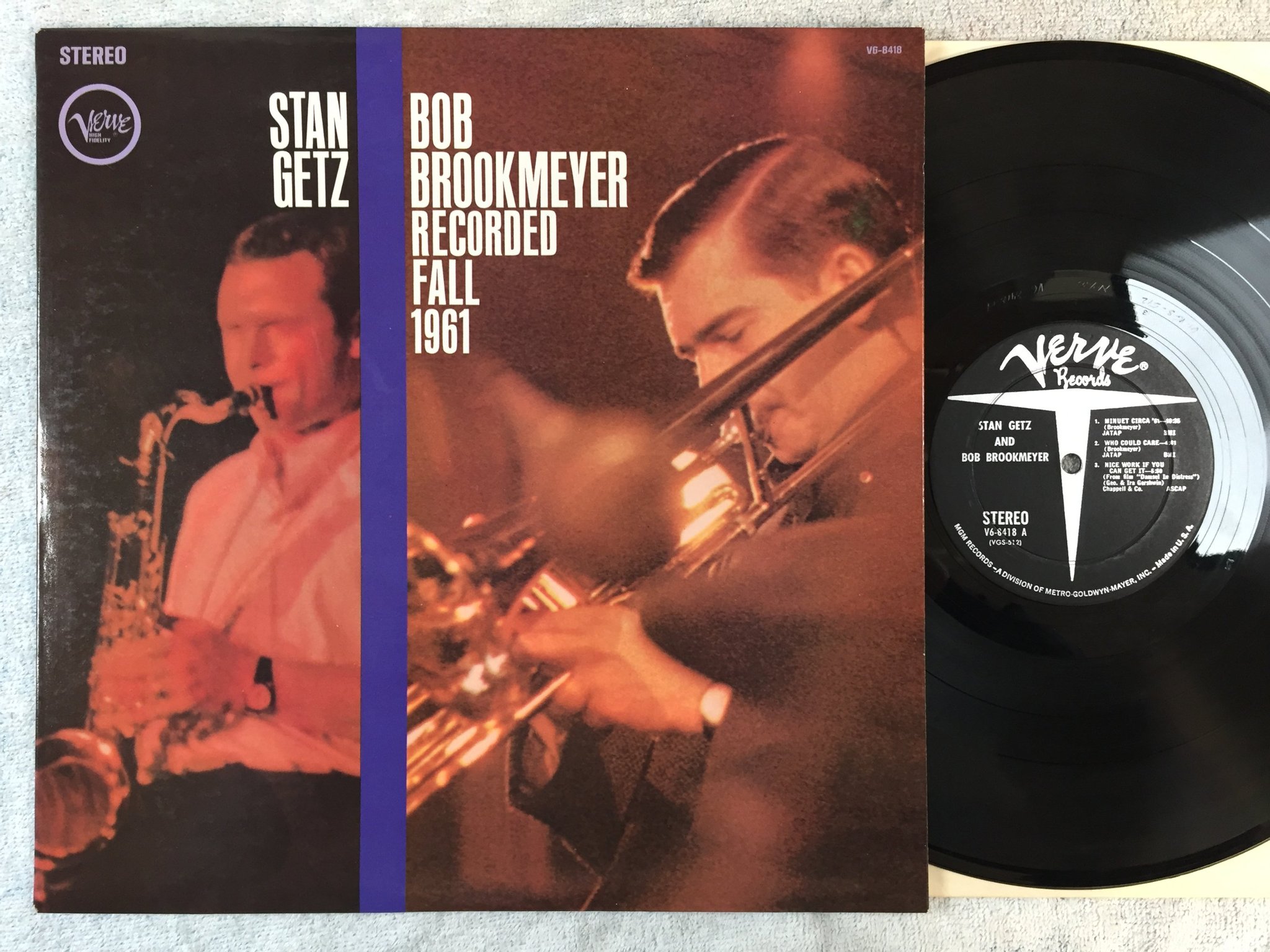 Omslagsbild för skivan STAN GETZ & BOB BROOKMEYER LP -61 US deep grooved VERVE V6-8418