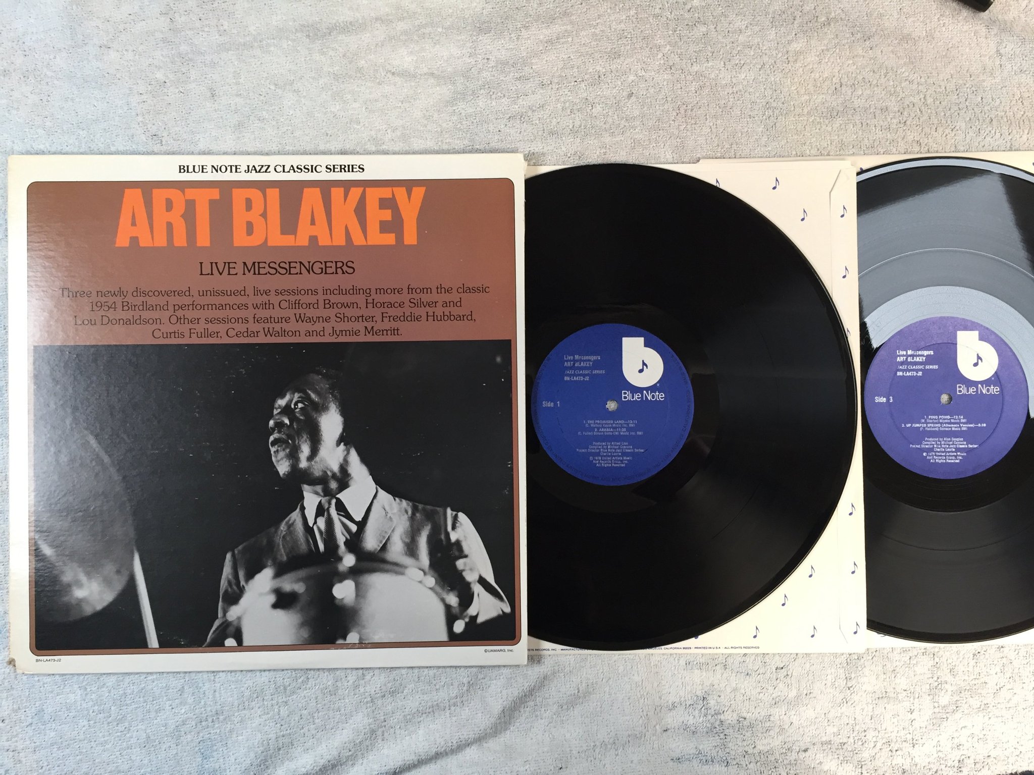 Omslagsbild för skivan ART BLAKEY live messengers 2xLP -78 US BLUE NOTE BN-LA473-J2