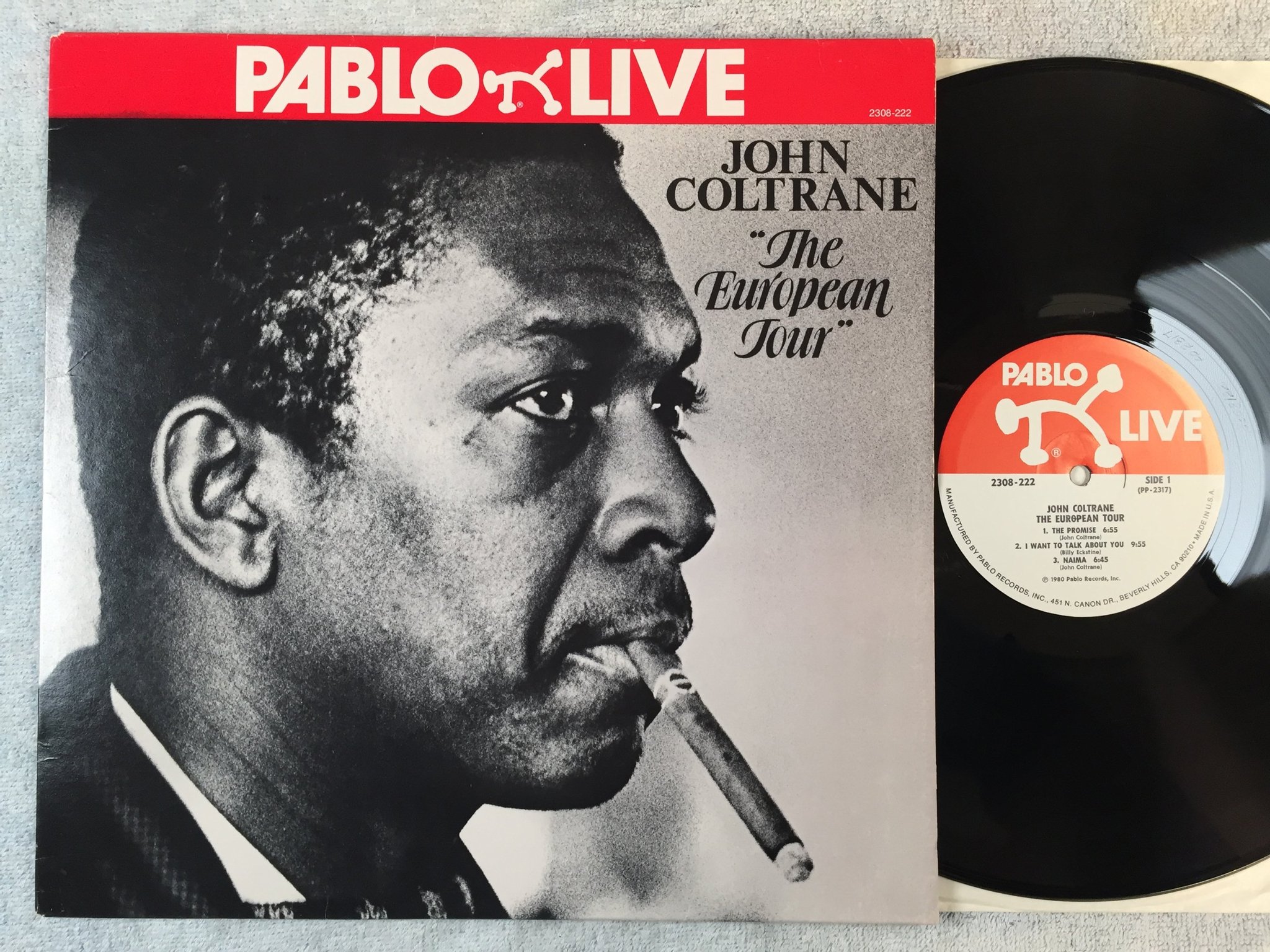 Omslagsbild för skivan JOHN COLTRANE the european tour LP -80 US PABLO LOVE 2308-222