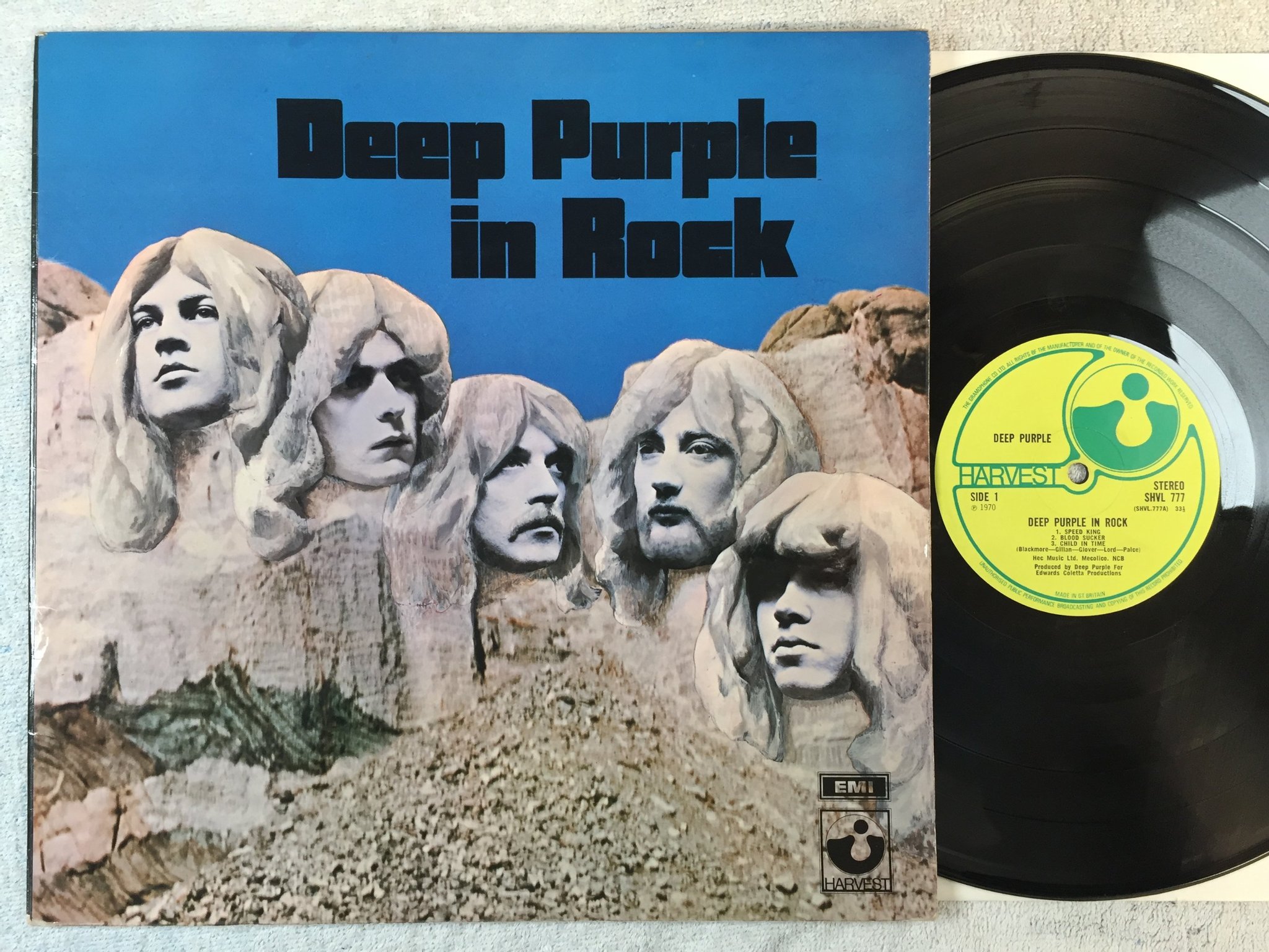 Omslagsbild för skivan DEEP PURPLE Deep Purple in rock LP -70 UK HARVEST SHVL 777