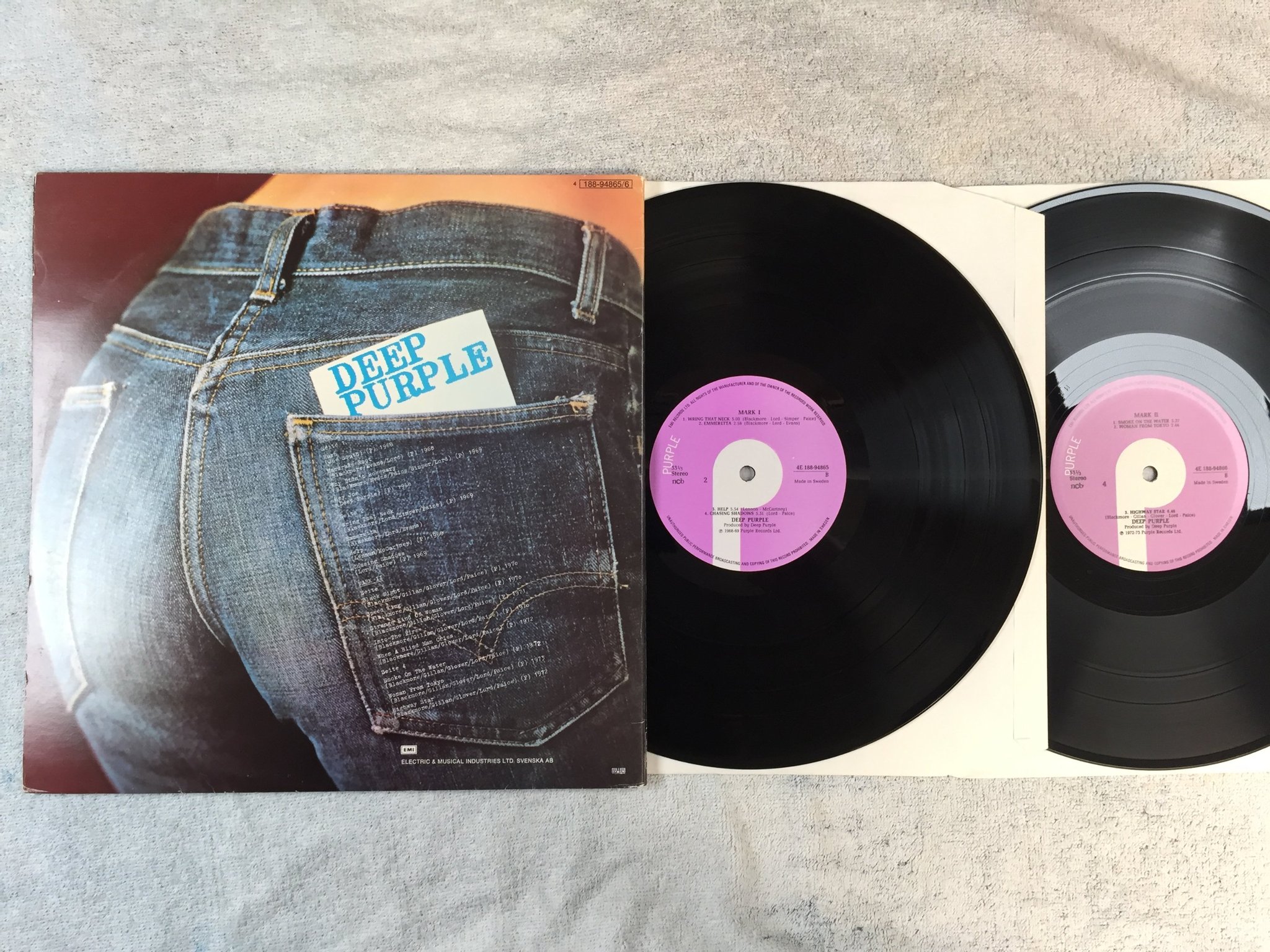 Omslagsbild för skivan DEEP PURPLE mark I & II 2xLP -73 Swe PURPLE 4E 188-94866