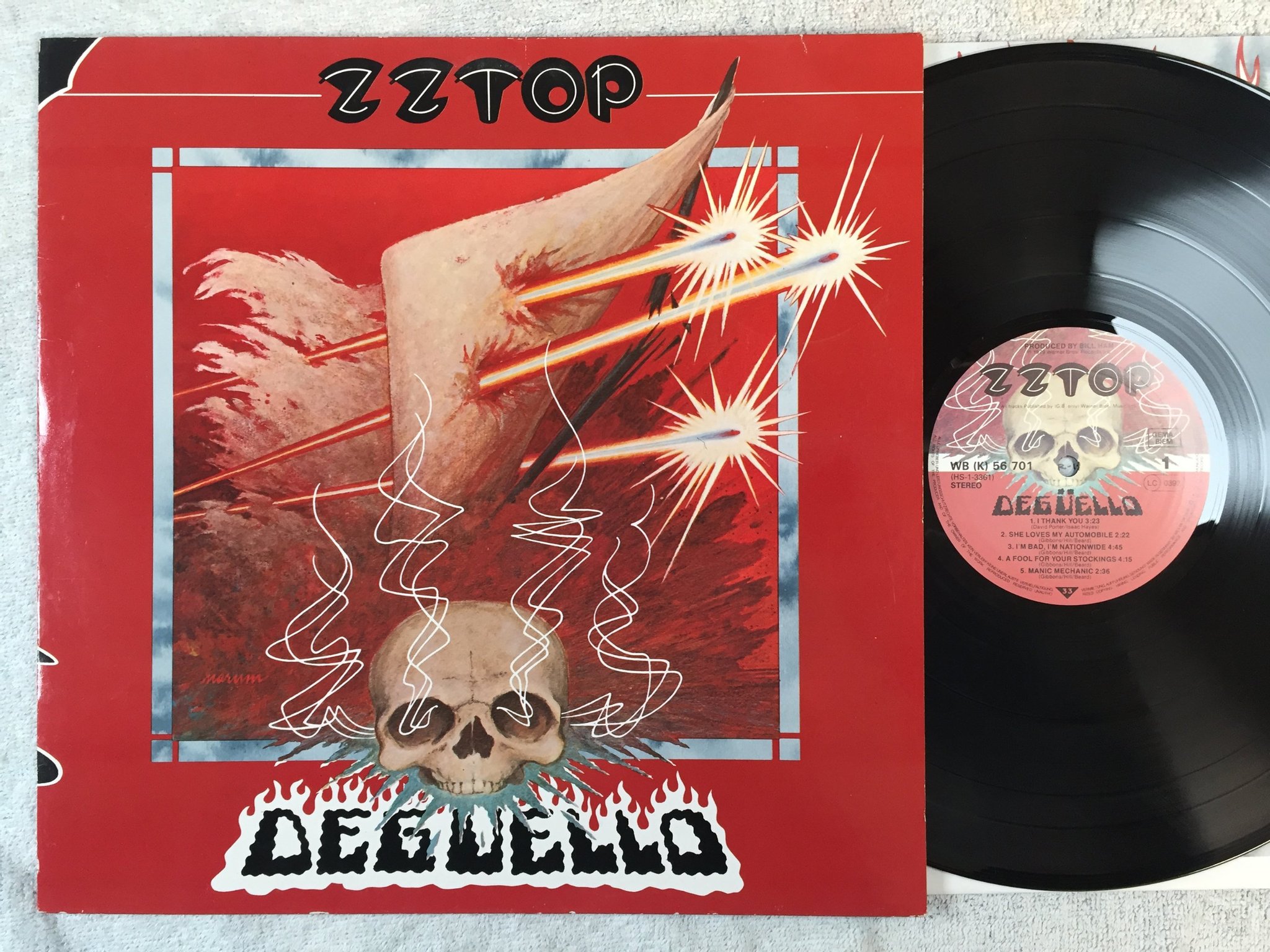Omslagsbild för skivan ZZ TOP deguello LP -79 Ger WARNER BROS WB (K) 56701