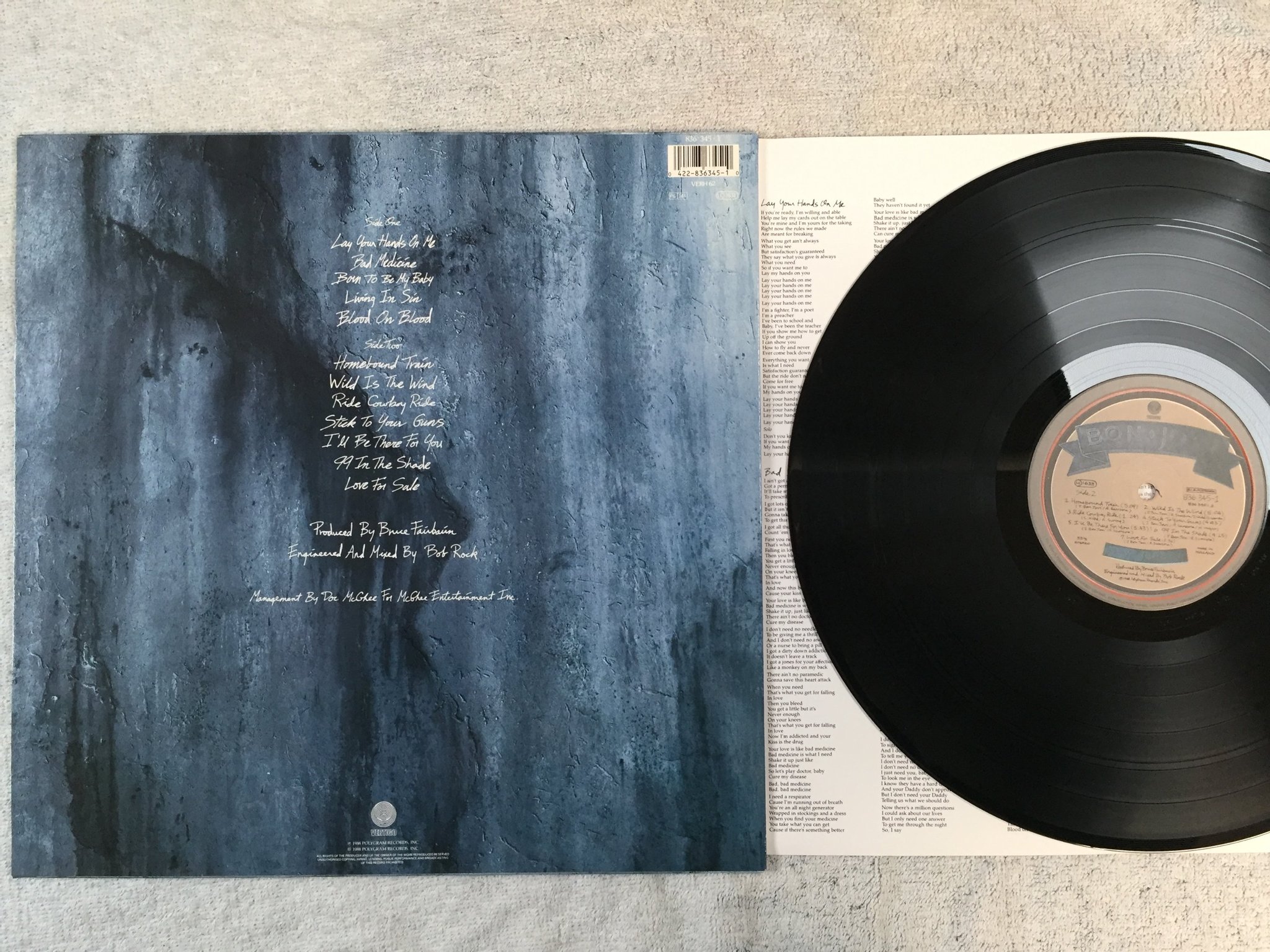 Omslagsbild för skivan BON JOVI New Jersey LP -88 Hol VERTIGO 836 345-1