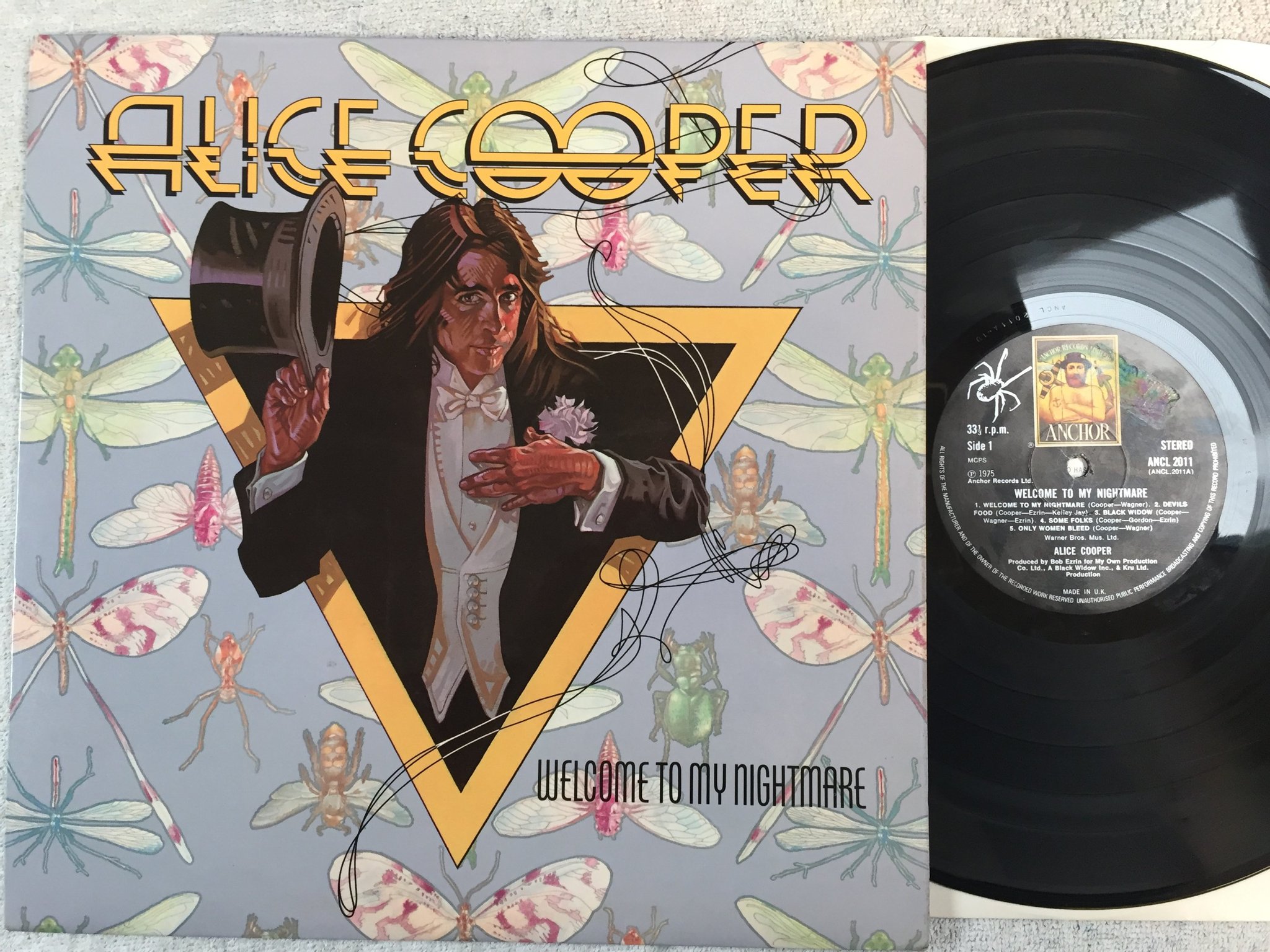 Omslagsbild för skivan ALICE COOPER welcome to my nightmare LP -75 UK ANCHOR ANCL 2011