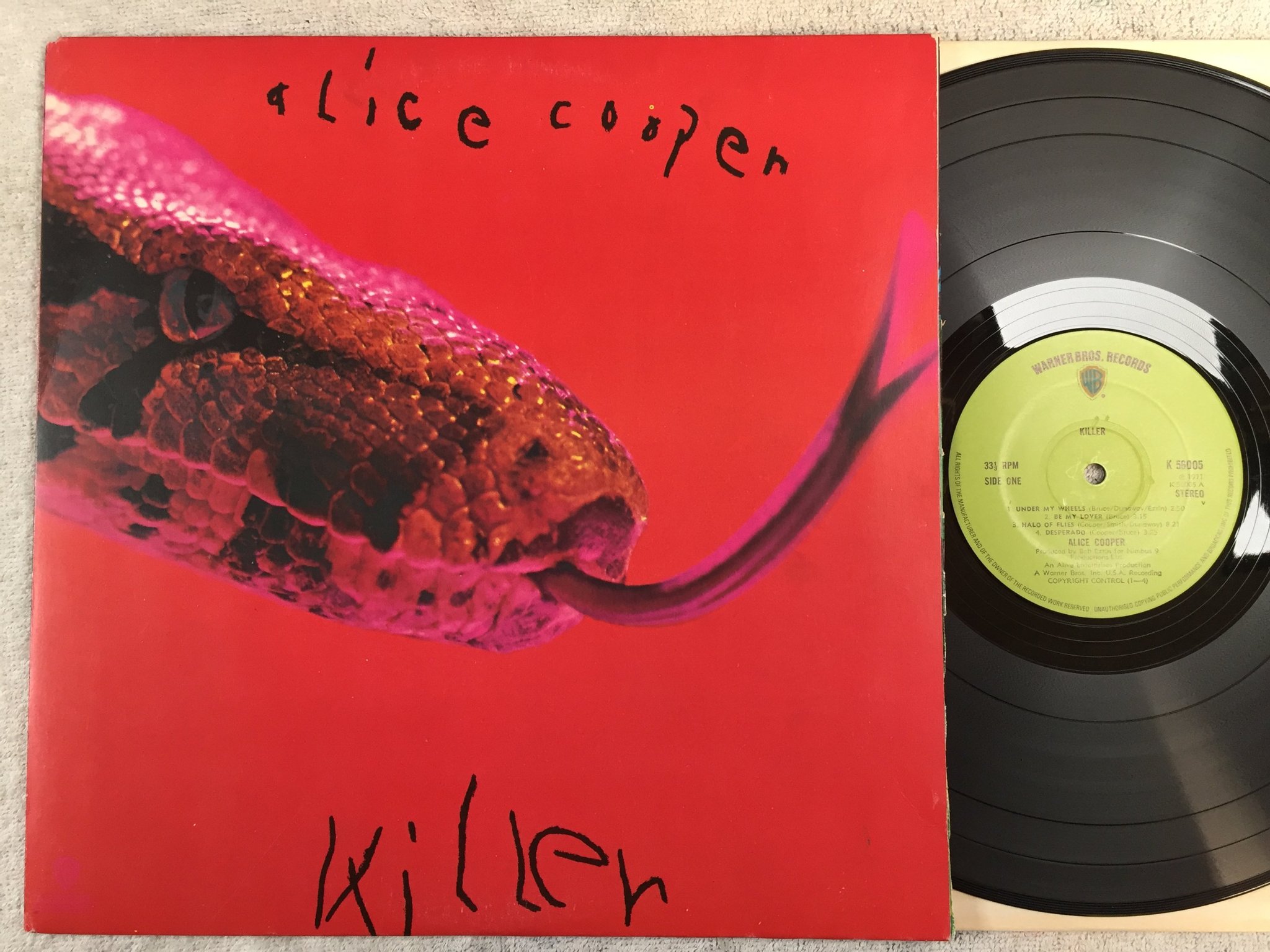 Omslagsbild för skivan ALICE COOPER killer LP -71 UK WARNER BROS K 56005