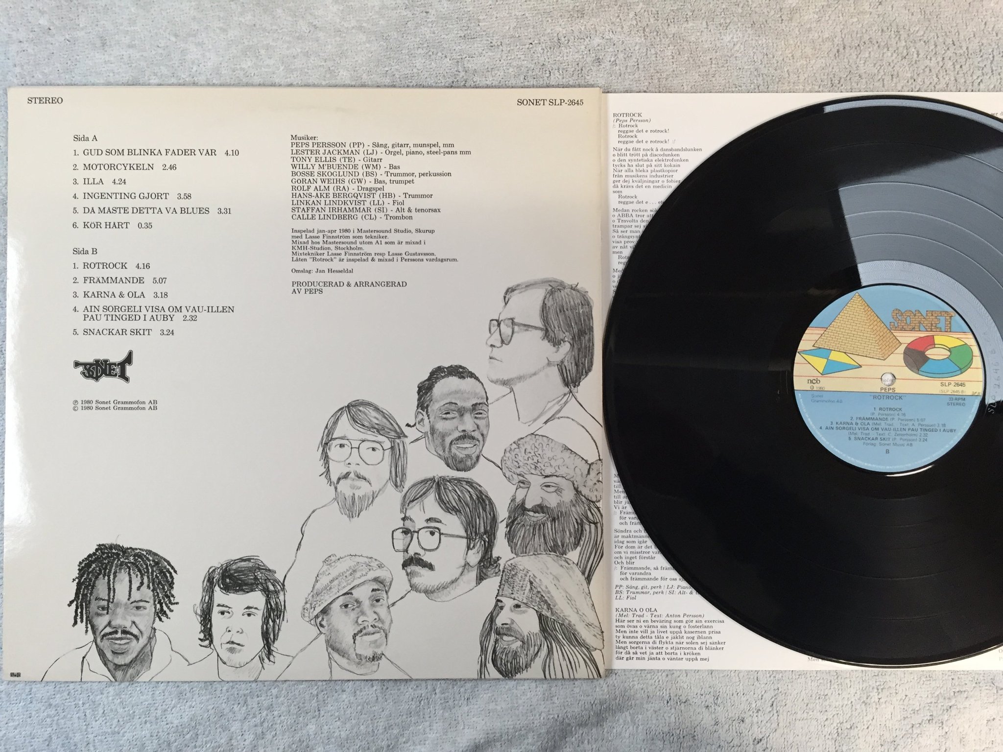 Omslagsbild för skivan PEPS PERSSON rotrock LP -80 Swe SONET SLP 2645