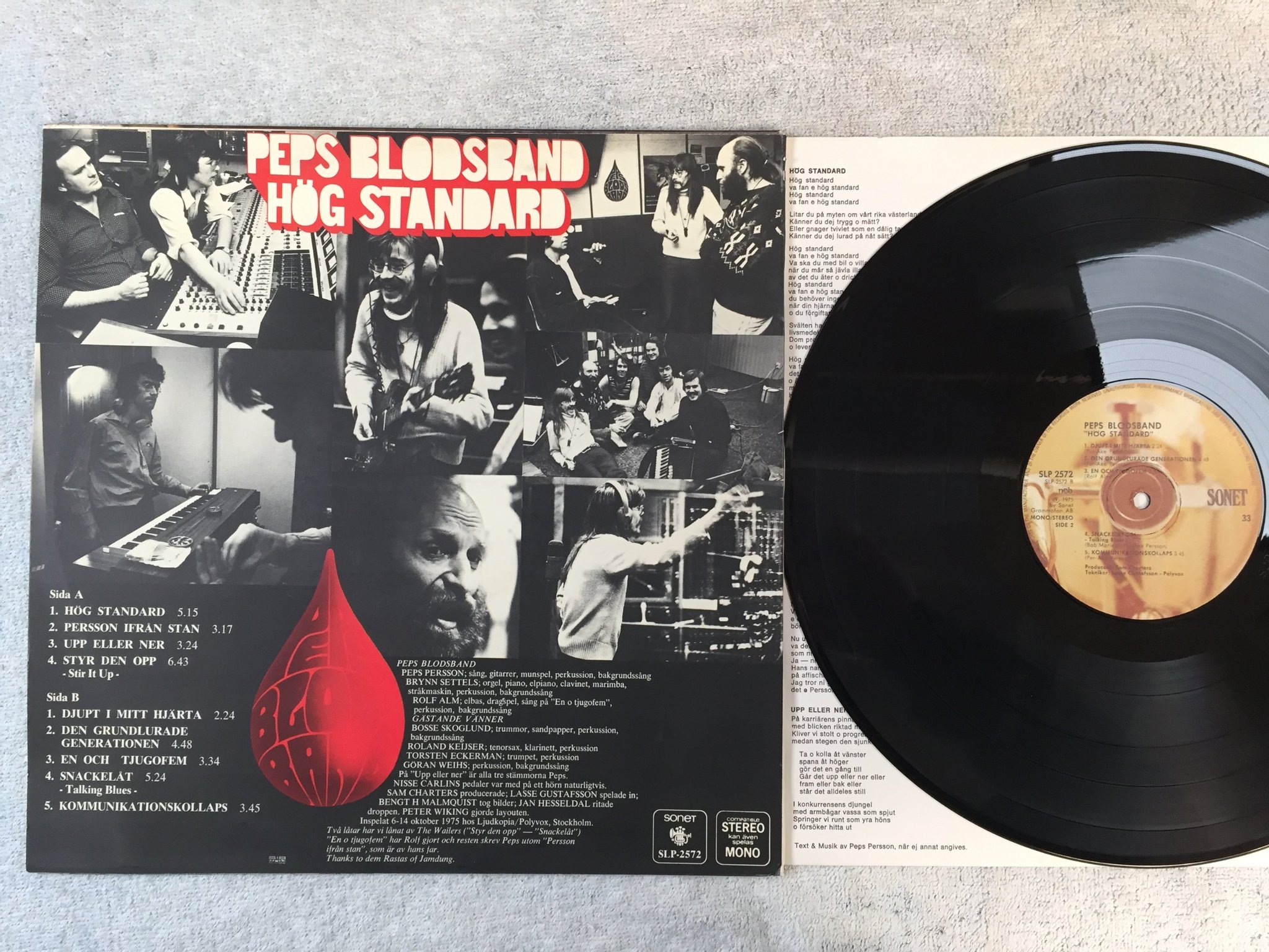 Omslagsbild för skivan PEPS BLODSBAND hög standard LP -75 Swe SONET SLP 2572