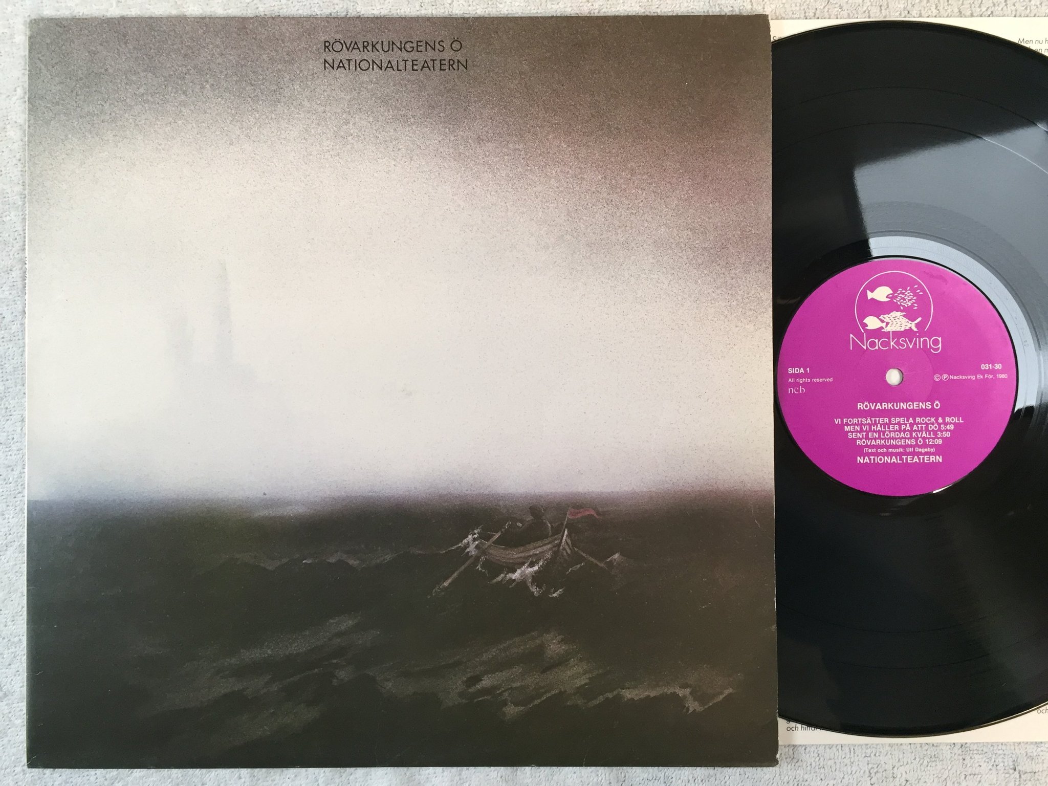 Omslagsbild för skivan NATIONALTEATERN rövarkungens ö LP -80 Swe NACKSVING 031-30