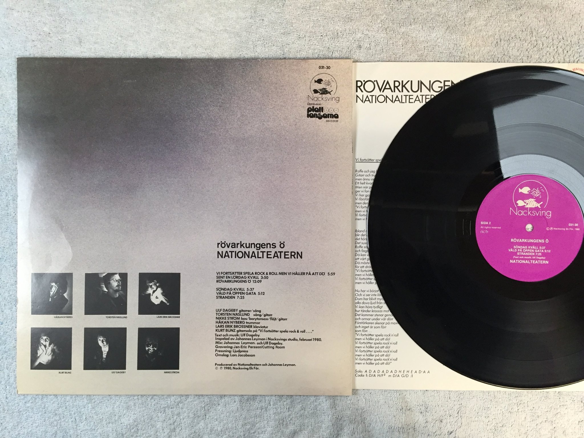 Omslagsbild för skivan NATIONALTEATERN rövarkungens ö LP -80 Swe NACKSVING 031-30
