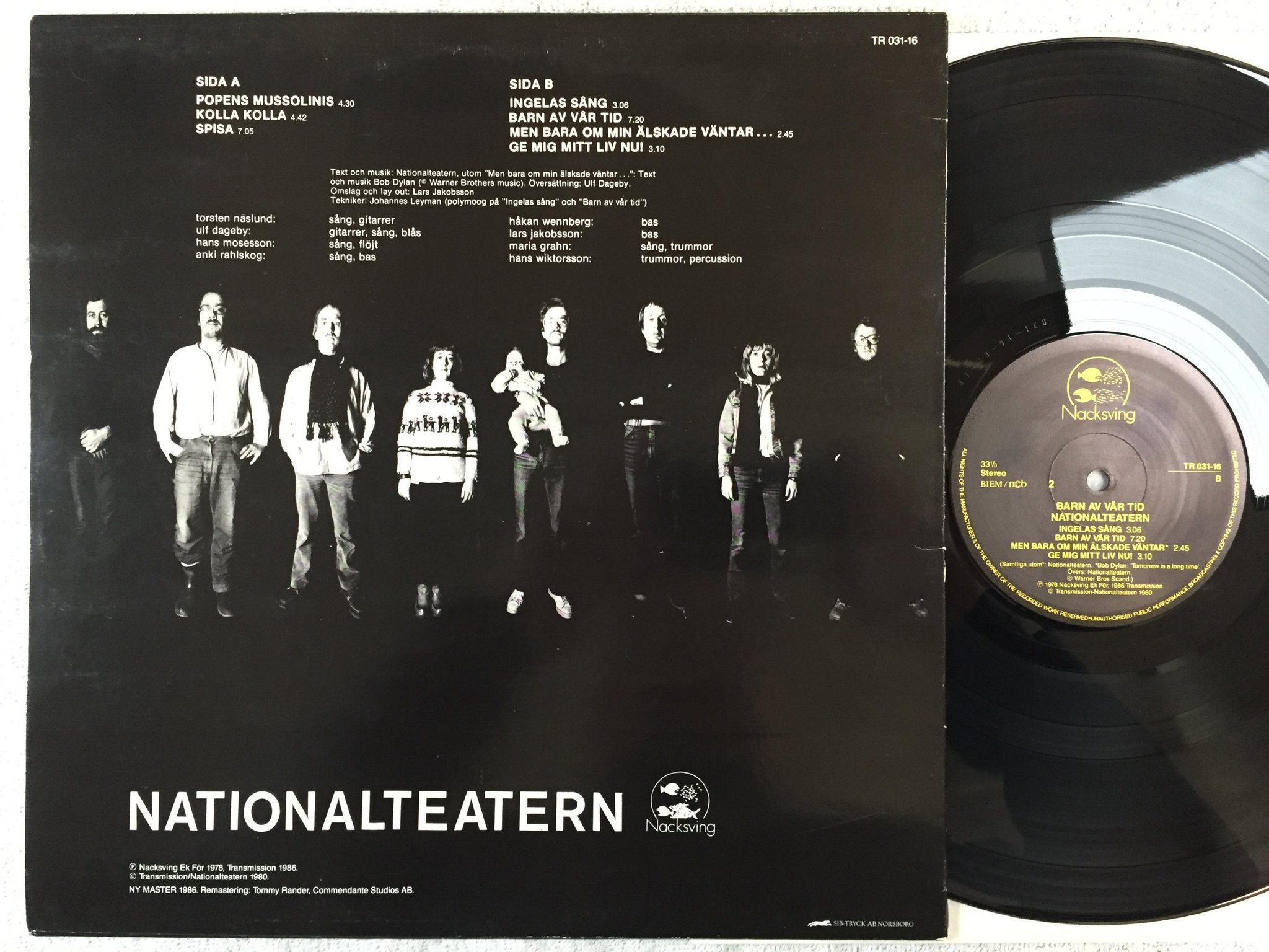 Omslagsbild för skivan NATIONALTEATERN barn av vår tid LP re Swe NACKSVING TR 031-16