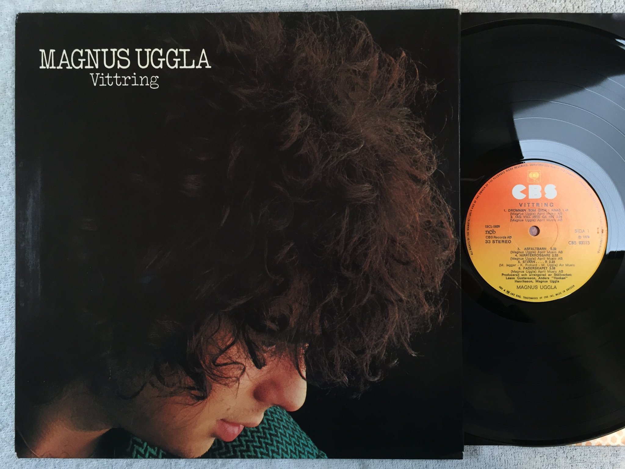 Omslagsbild för skivan MAGNUS UGGLA vittring LP -78 Swe CBS 83113