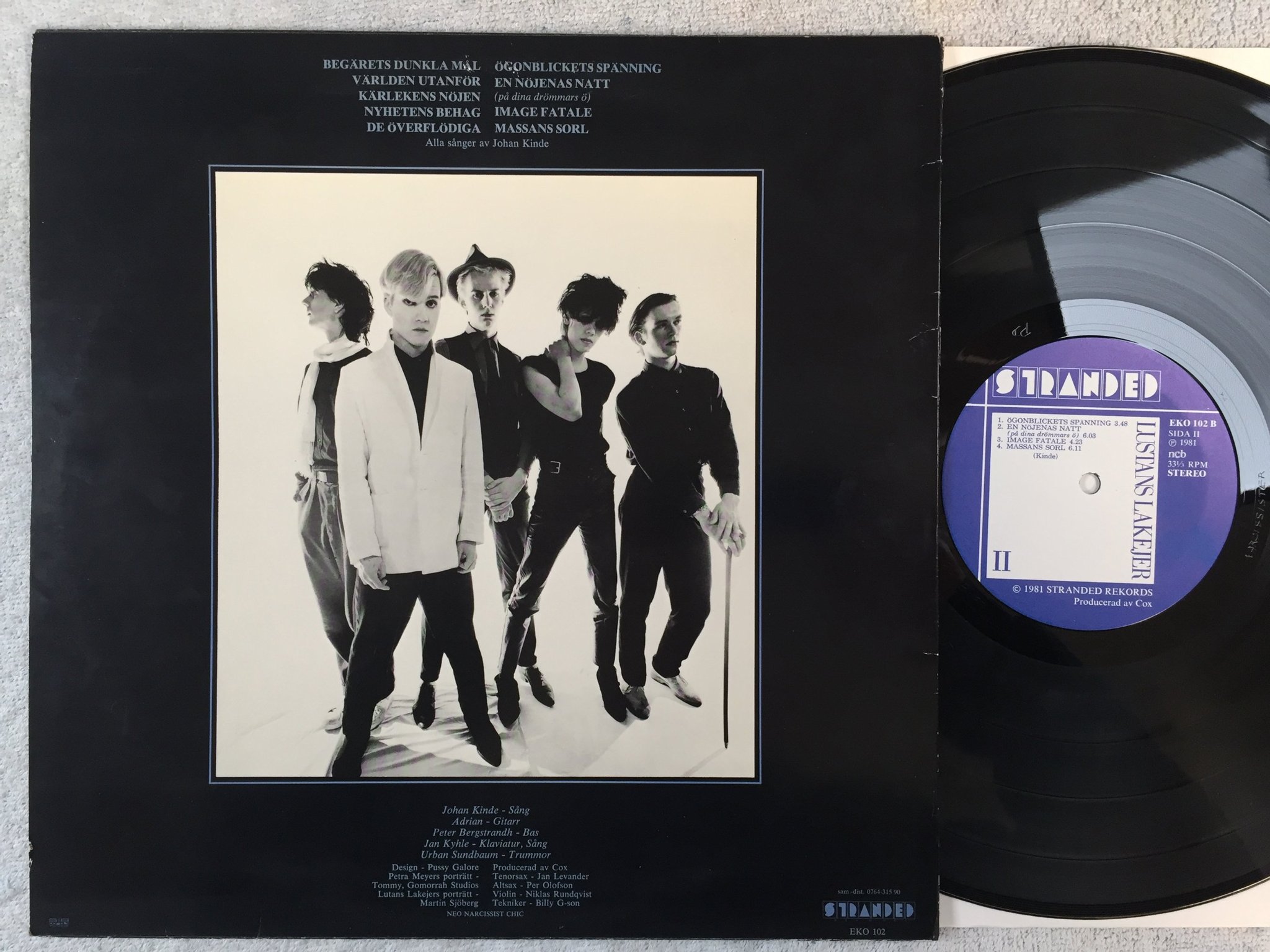 Omslagsbild för skivan LUSTANS LAKEJER s/t LP -81 Swe STRANDED EKO 102