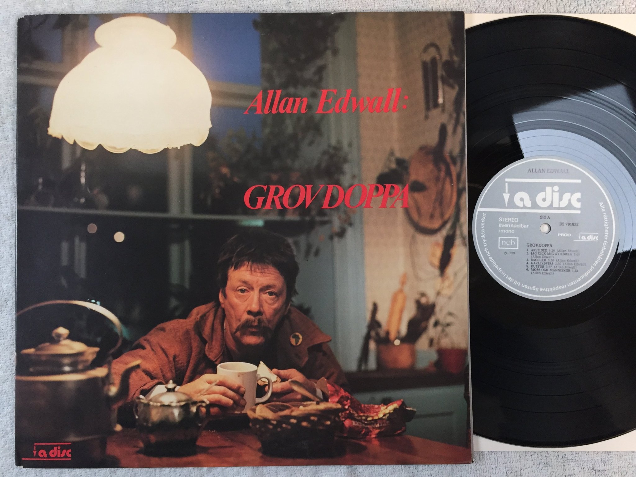 Omslagsbild för skivan ALLAN EDVALL grovdoppa LP -79 Swe A DISC BS 791022