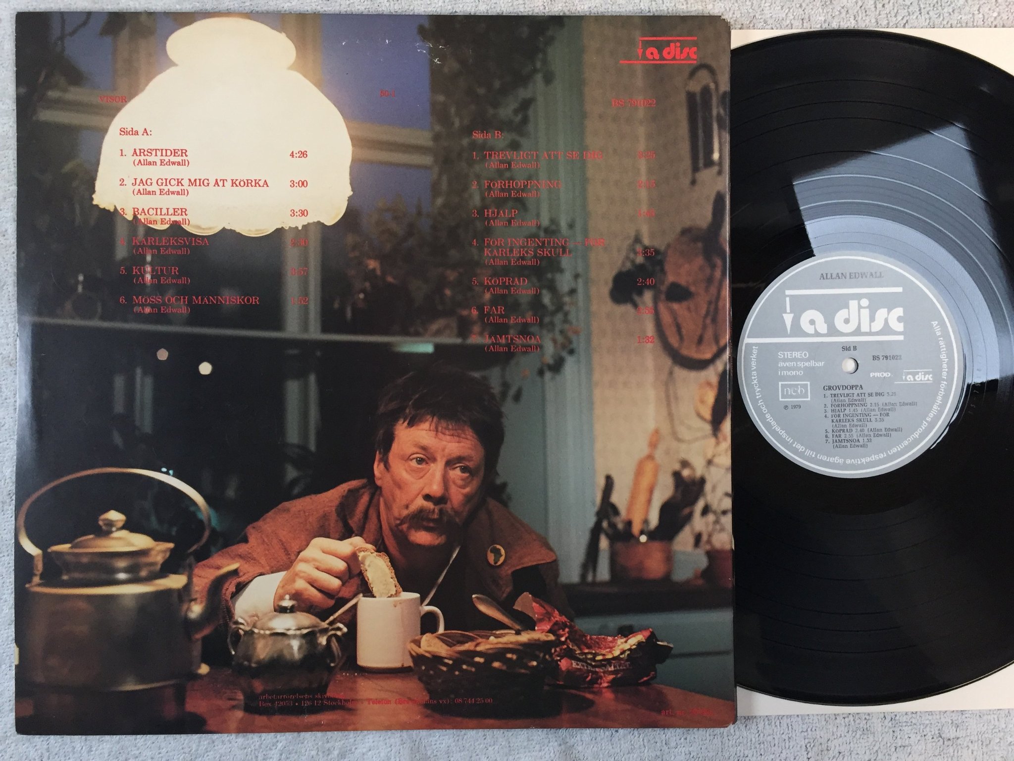 Omslagsbild för skivan ALLAN EDVALL grovdoppa LP -79 Swe A DISC BS 791022