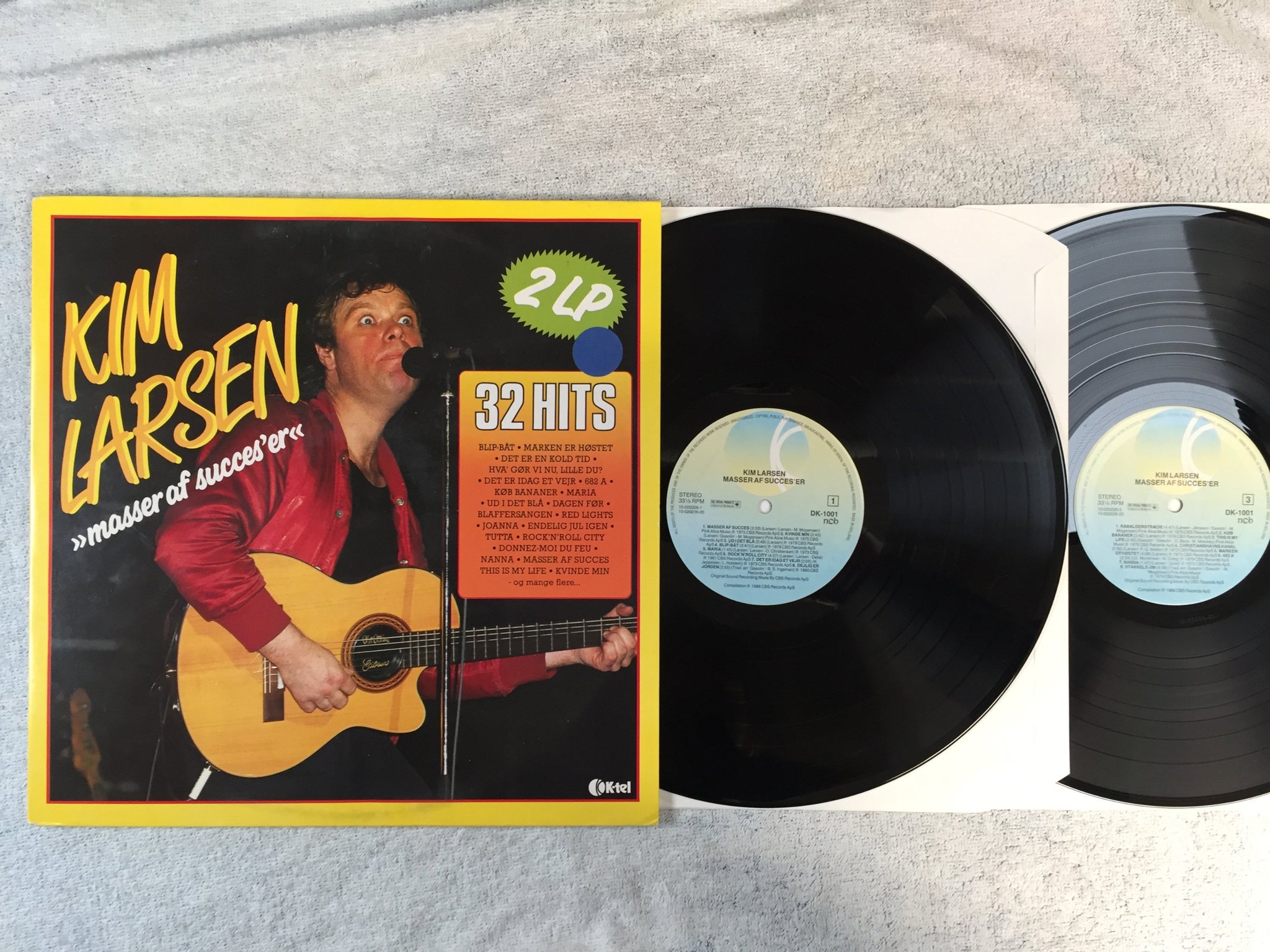 Omslagsbild för skivan KIM LARSEN masser af succes'er 2xLP -86 Hol K-TEL DK-1001