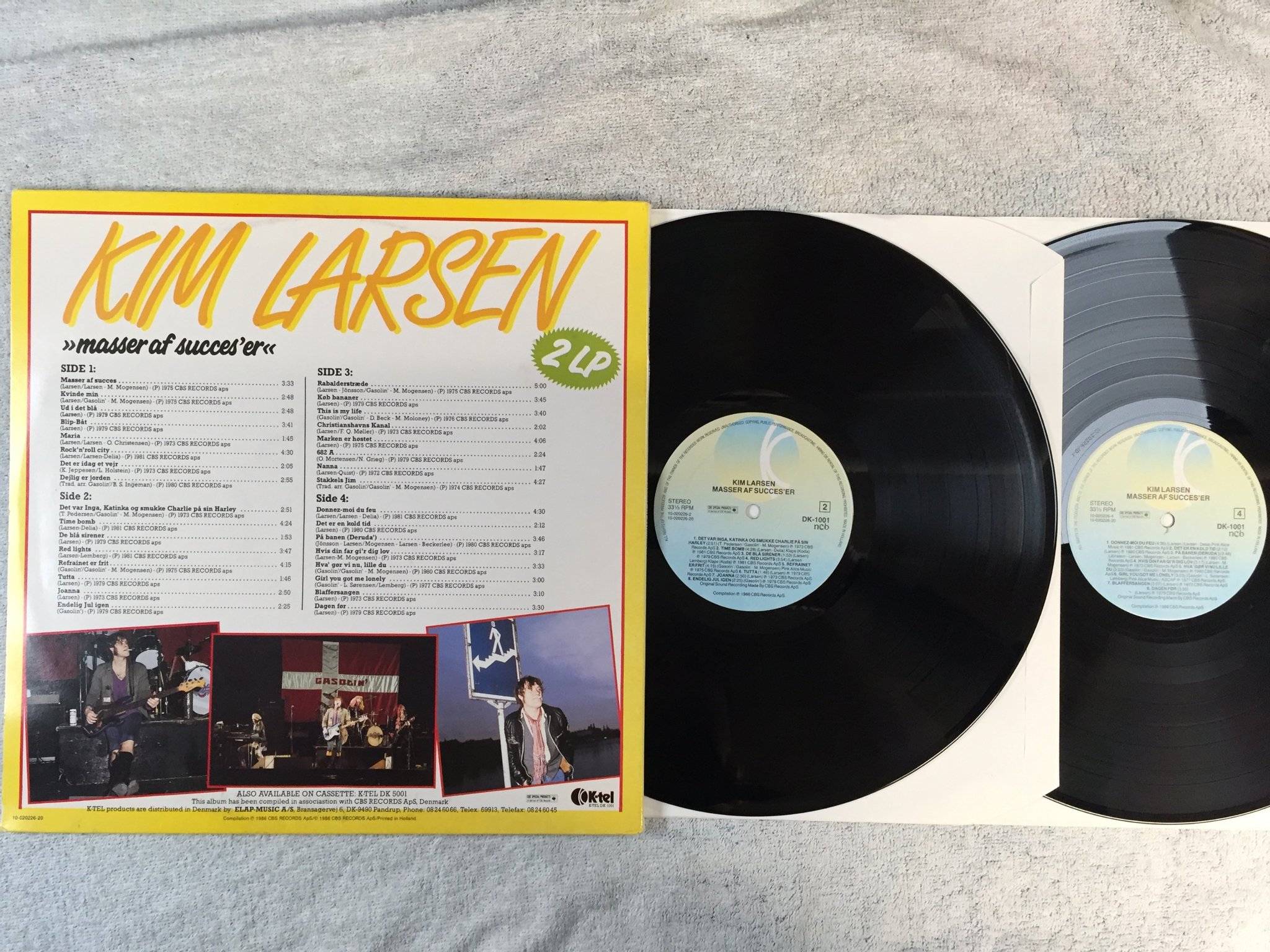 Omslagsbild för skivan KIM LARSEN masser af succes'er 2xLP -86 Hol K-TEL DK-1001