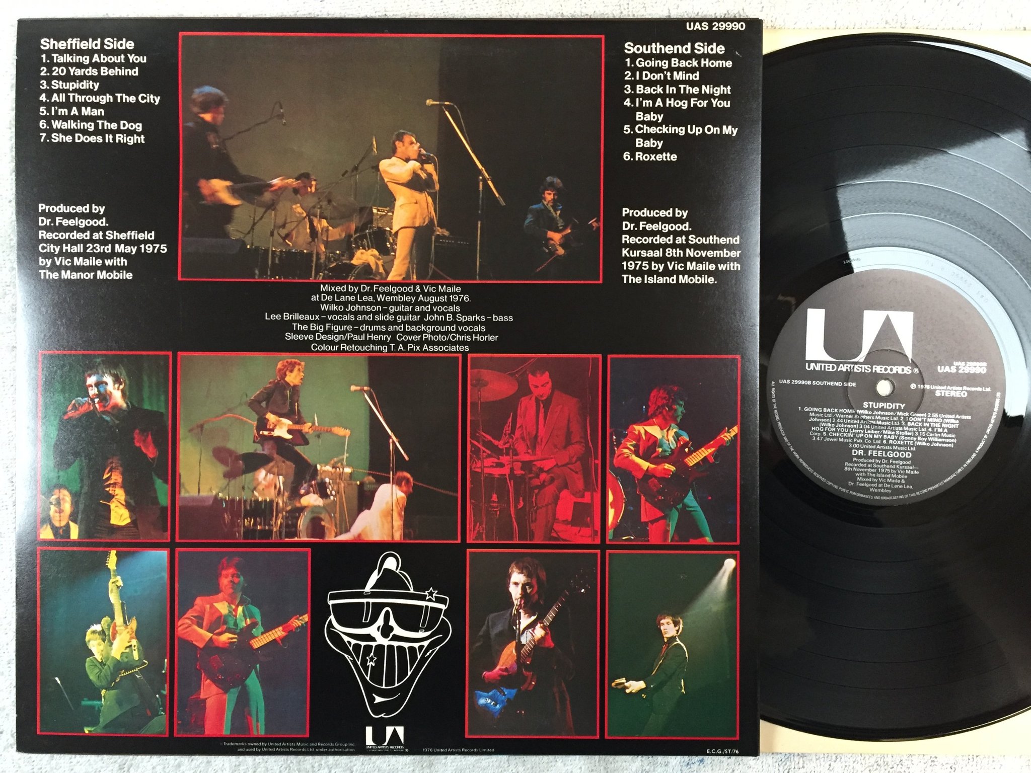 Omslagsbild för skivan DR. FEELGOOD stupidity LP -76 UK UNITED ARTISTS UAS 29990