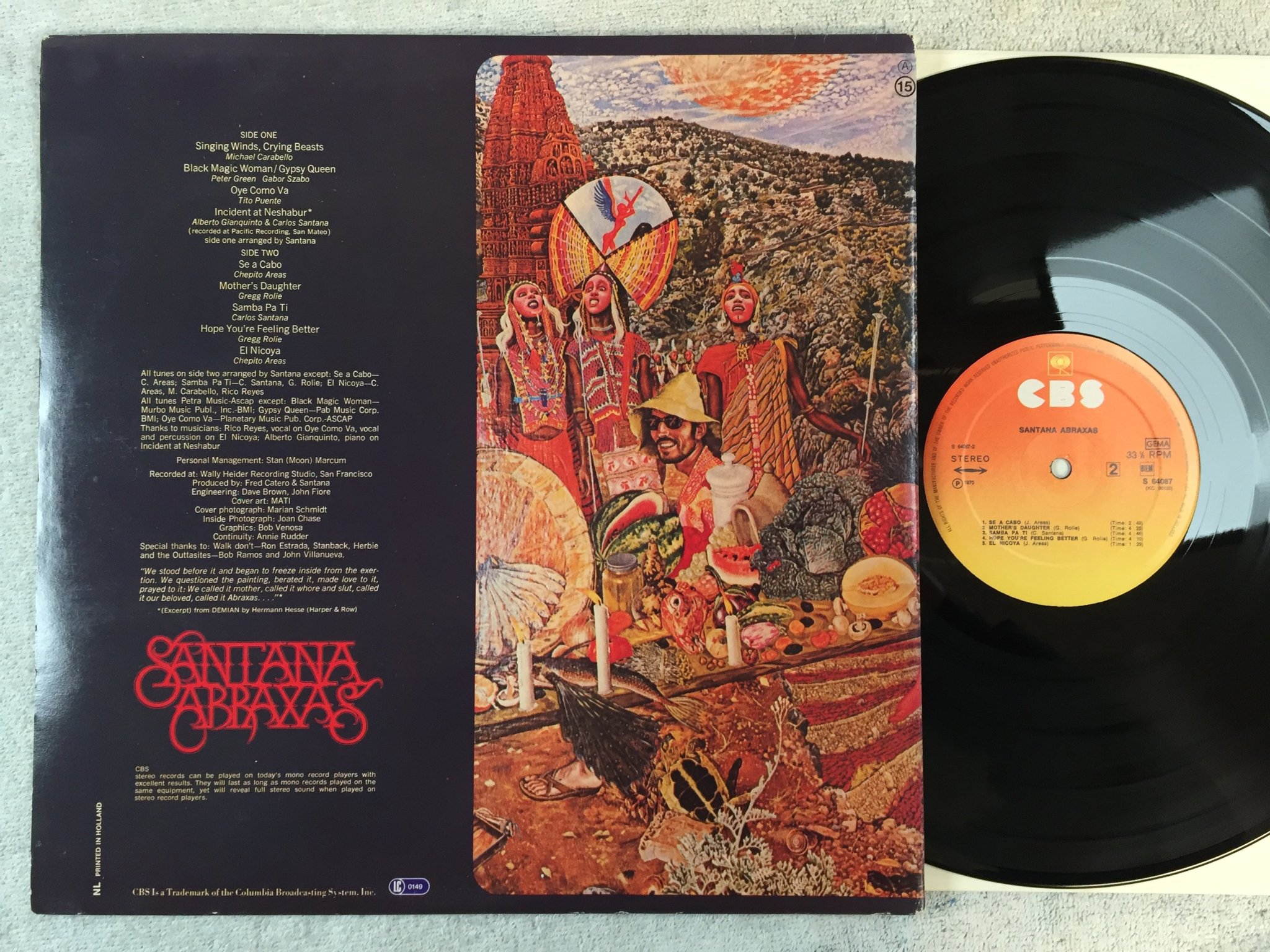 Omslagsbild för skivan SANTANA abraxas LP Hol CBS s 64087