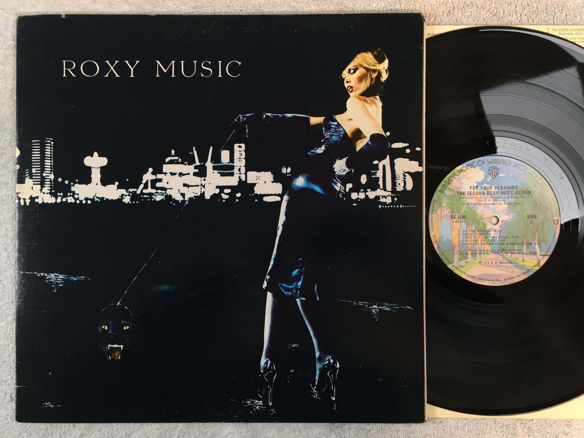 Omslagsbild för skivan ROXY MUSIC for your pleasures LP -73 US WARNER BROS BS 2696