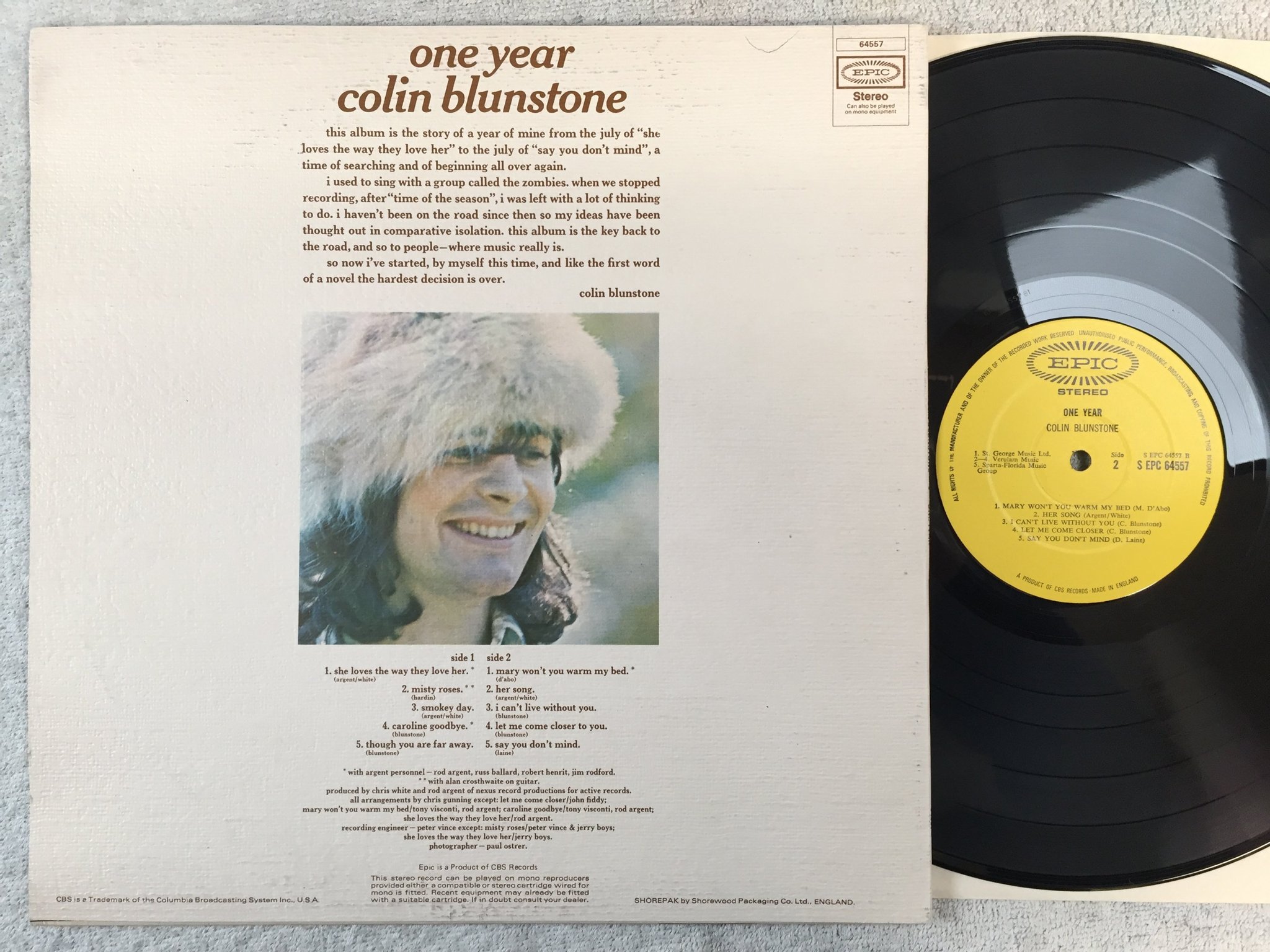 Omslagsbild för skivan COLIN BLUNSTONE one year LP -71 UK EPIC S EPC 64557?