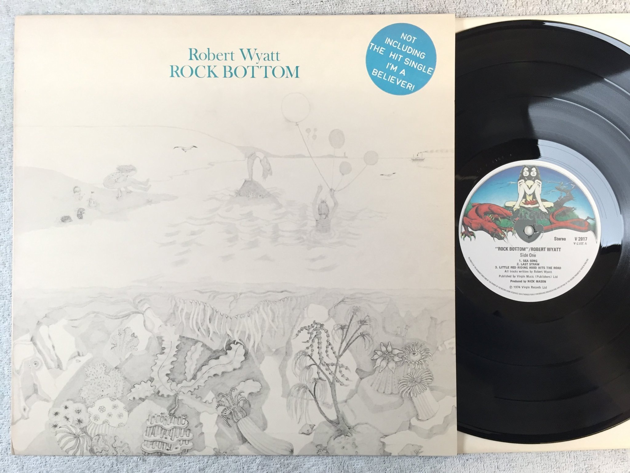 Omslagsbild för skivan ROBERT WYATT rock bottom LP -74 UK VIRGIN V 2017
