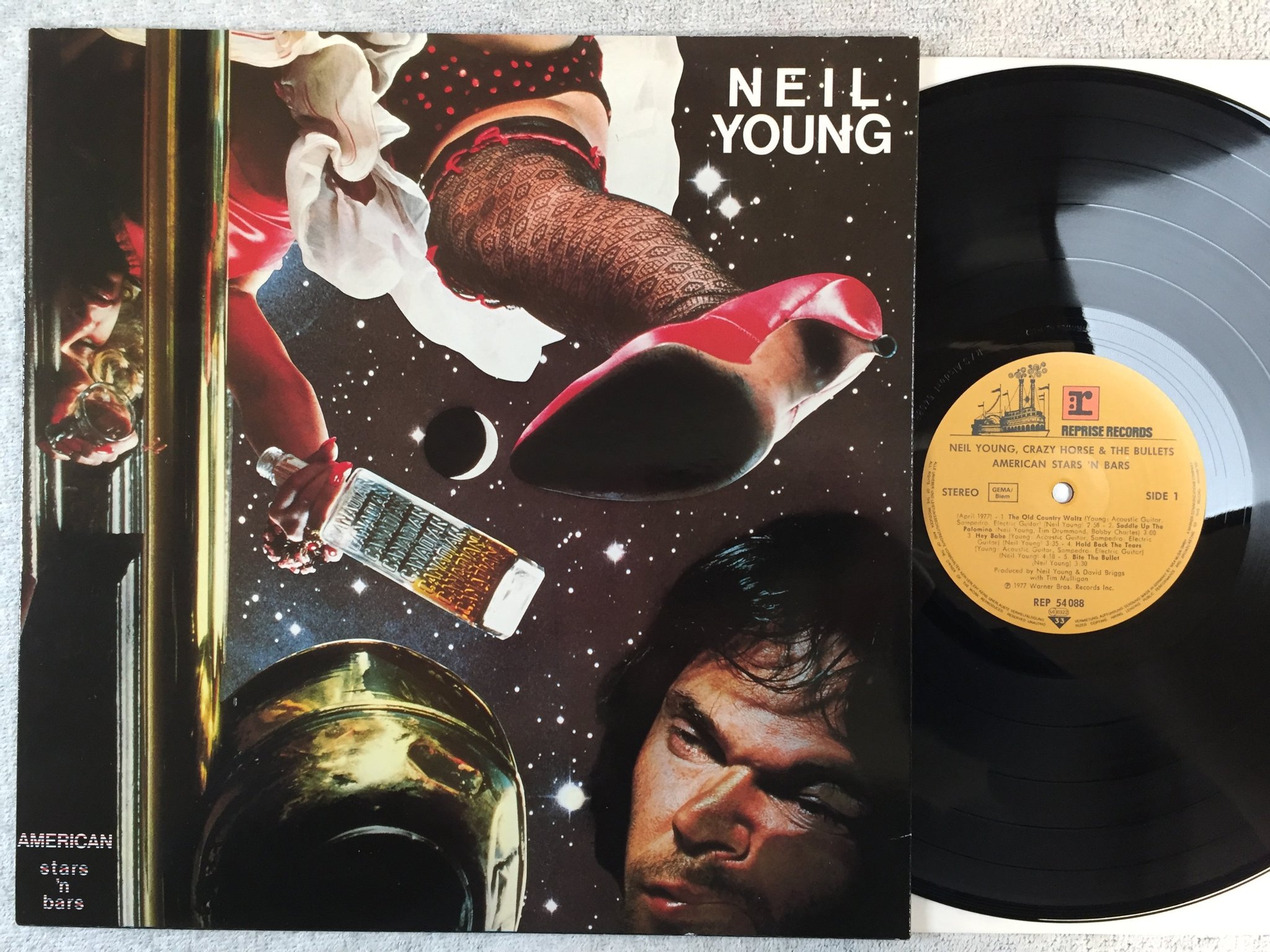 Omslagsbild för skivan NEIL YOUNG & CRAZY HORSE american stars n bars LP Ger REPRISE REP 54088